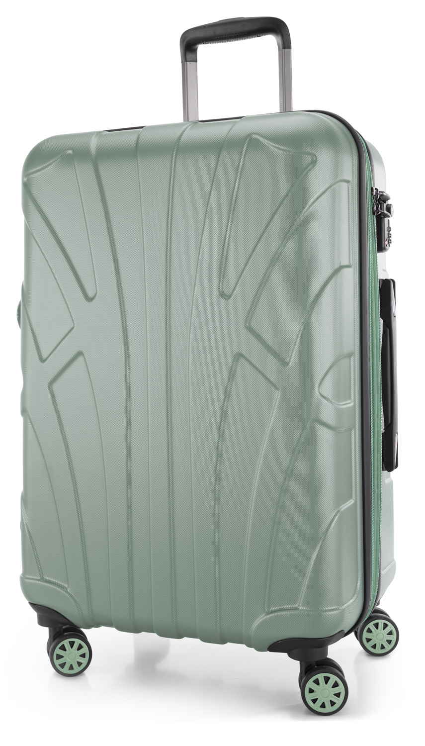 Suitline - Mittelgroßer Reisekoffer mit Erweiterung, Trolley Hartschale matt, 4 Rollen, ABS, TSA, Mint