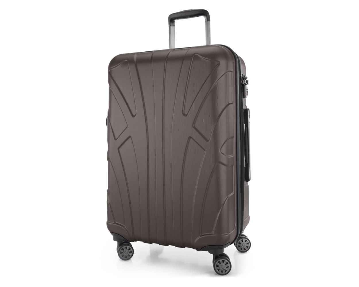 Suitline -  Mittelgroßer Reisekoffer mit Erweiterung, Trolley Hartschale matt, 4 Rollen, ABS, TSA, Titan