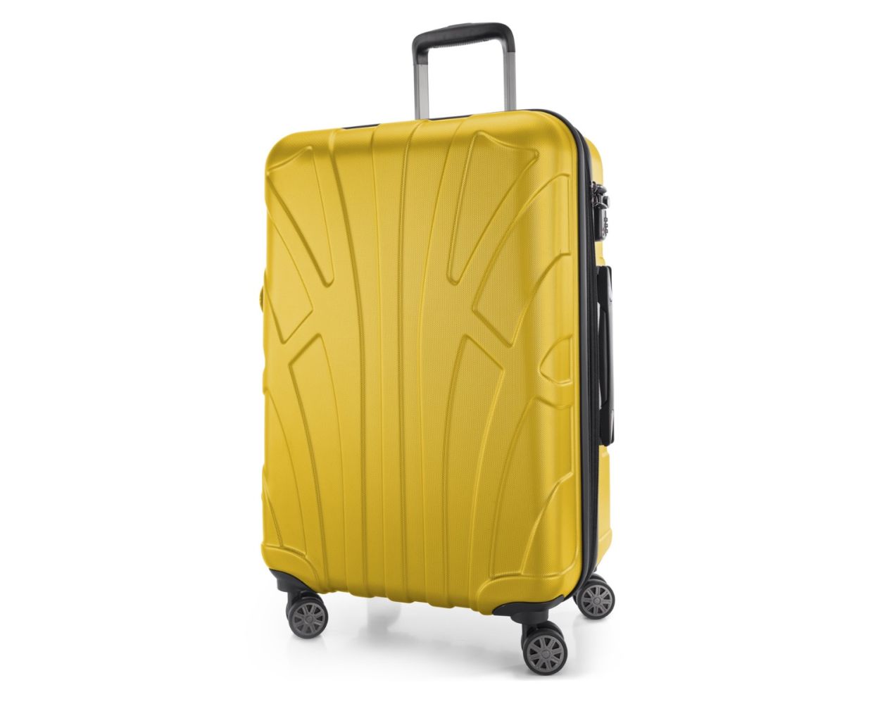 Suitline - Mittelgroßer Reisekoffer mit Erweiterung, Trolley Hartschale matt, 4 Rollen, ABS, TSA, Gelb