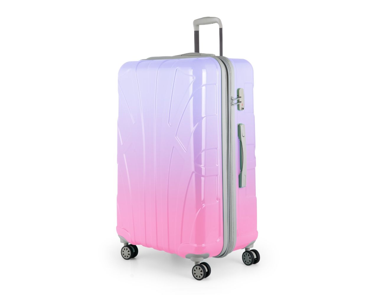 Suitline - Großer Reisekoffer mit Erweiterung, Trolley Hartschale glänzend Farbverlauf, 4 Rollen,TSA, Sakura