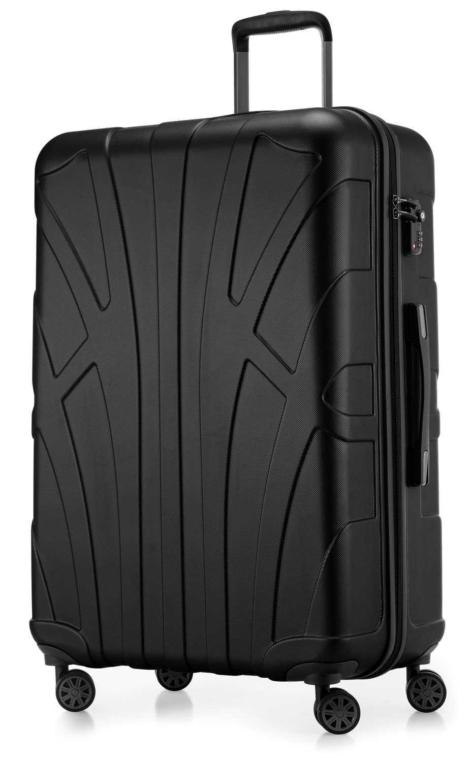 Suitline - Großer Reisekoffer mit Erweiterung, Trolley Hartschale matt, 4 Rollen, ABS, TSA, Schwarz