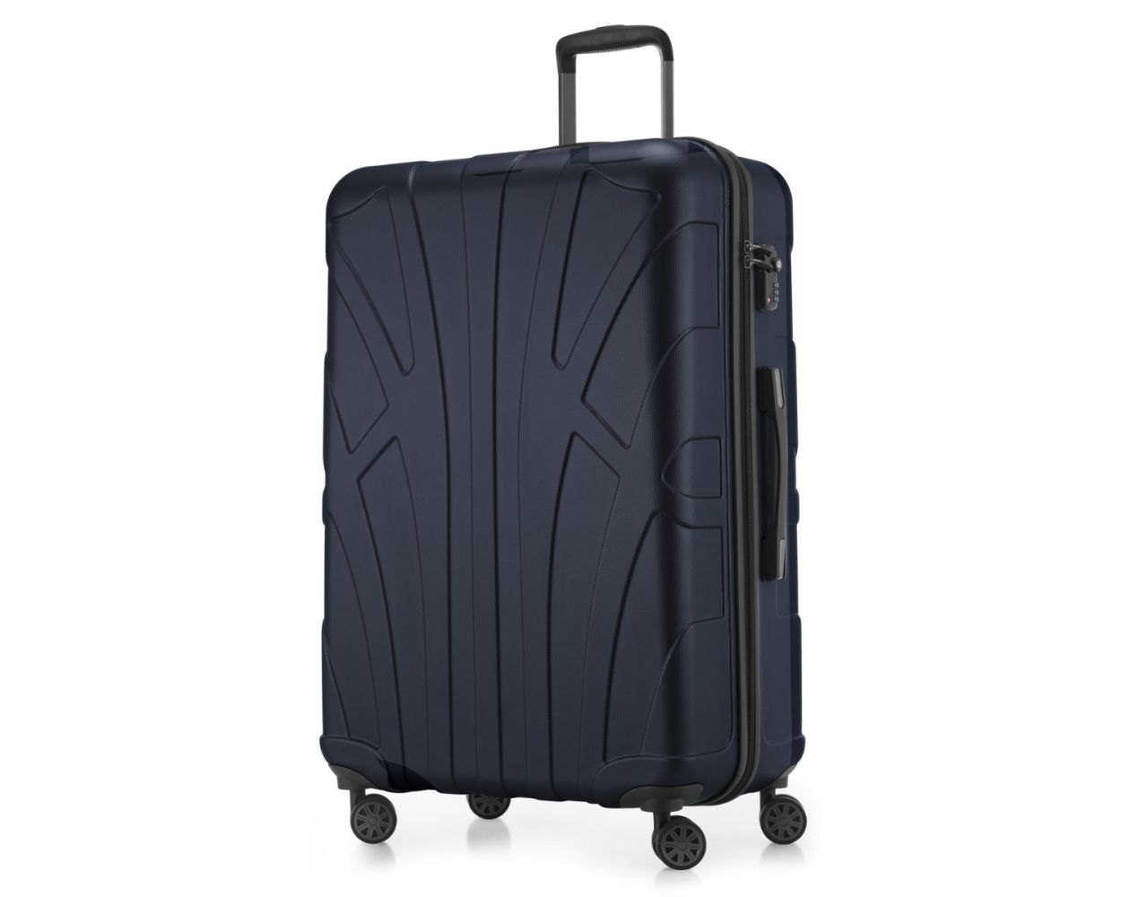 Suitline -  Großer Reisekoffer mit Erweiterung, Trolley Hartschale matt, 4 Rollen, ABS, TSA, Dunkelblau