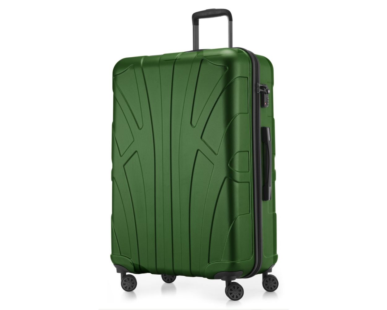 Suitline -  Großer Reisekoffer mit Erweiterung, Trolley Hartschale matt, 4 Rollen, ABS, TSA, Grün