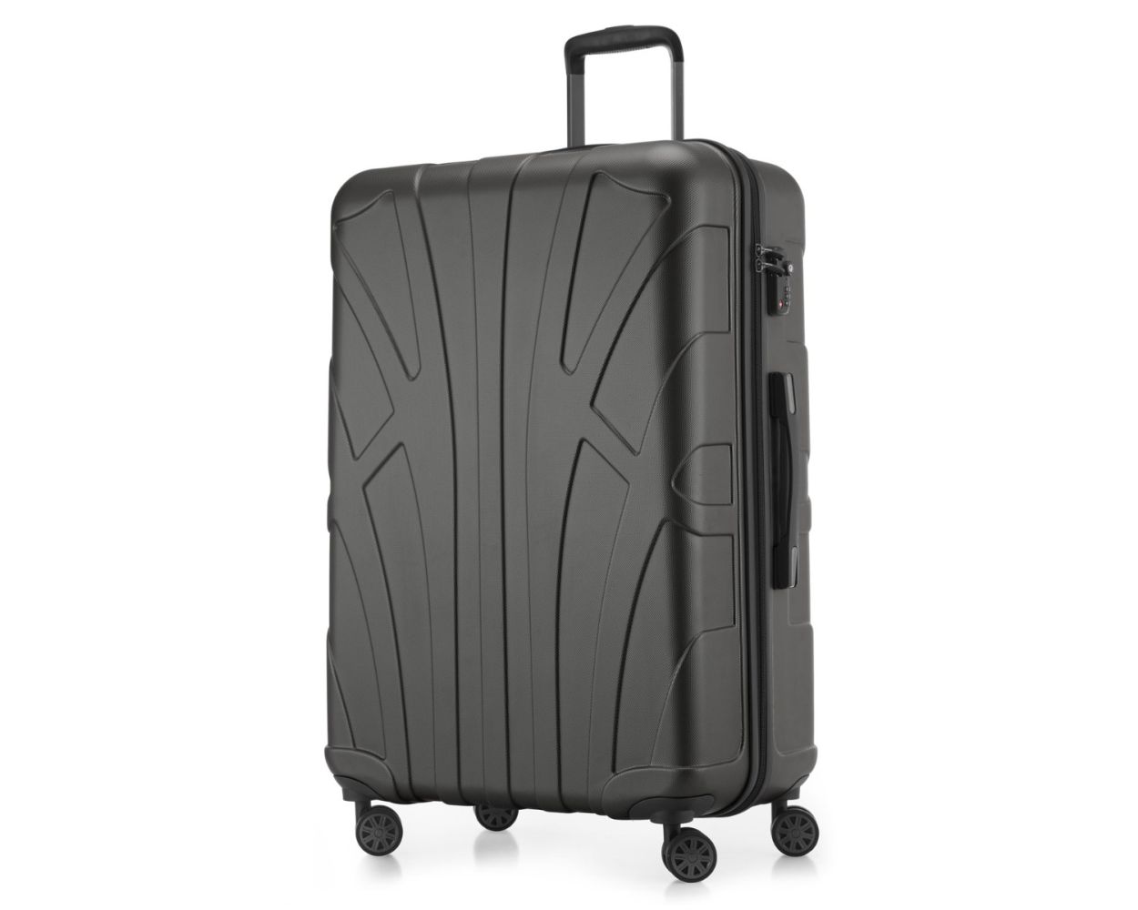 Suitline -  Großer Reisekoffer mit Erweiterung, Trolley Hartschale matt, 4 Rollen, ABS, TSA, Graphite