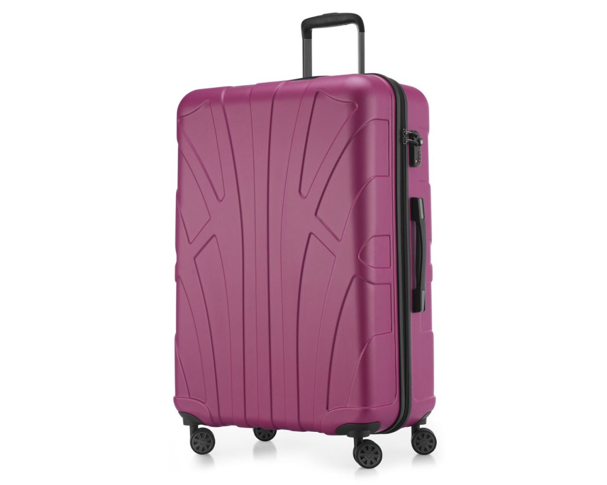 Suitline - Großer Reisekoffer mit Erweiterung, Trolley Hartschale matt, 4 Rollen, ABS, TSA, Magenta