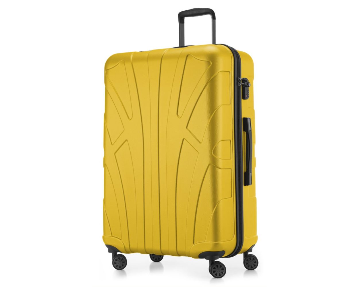Suitline - Großer Reisekoffer mit Erweiterung, Trolley Hartschale matt, 4 Rollen, ABS, TSA, Gelb