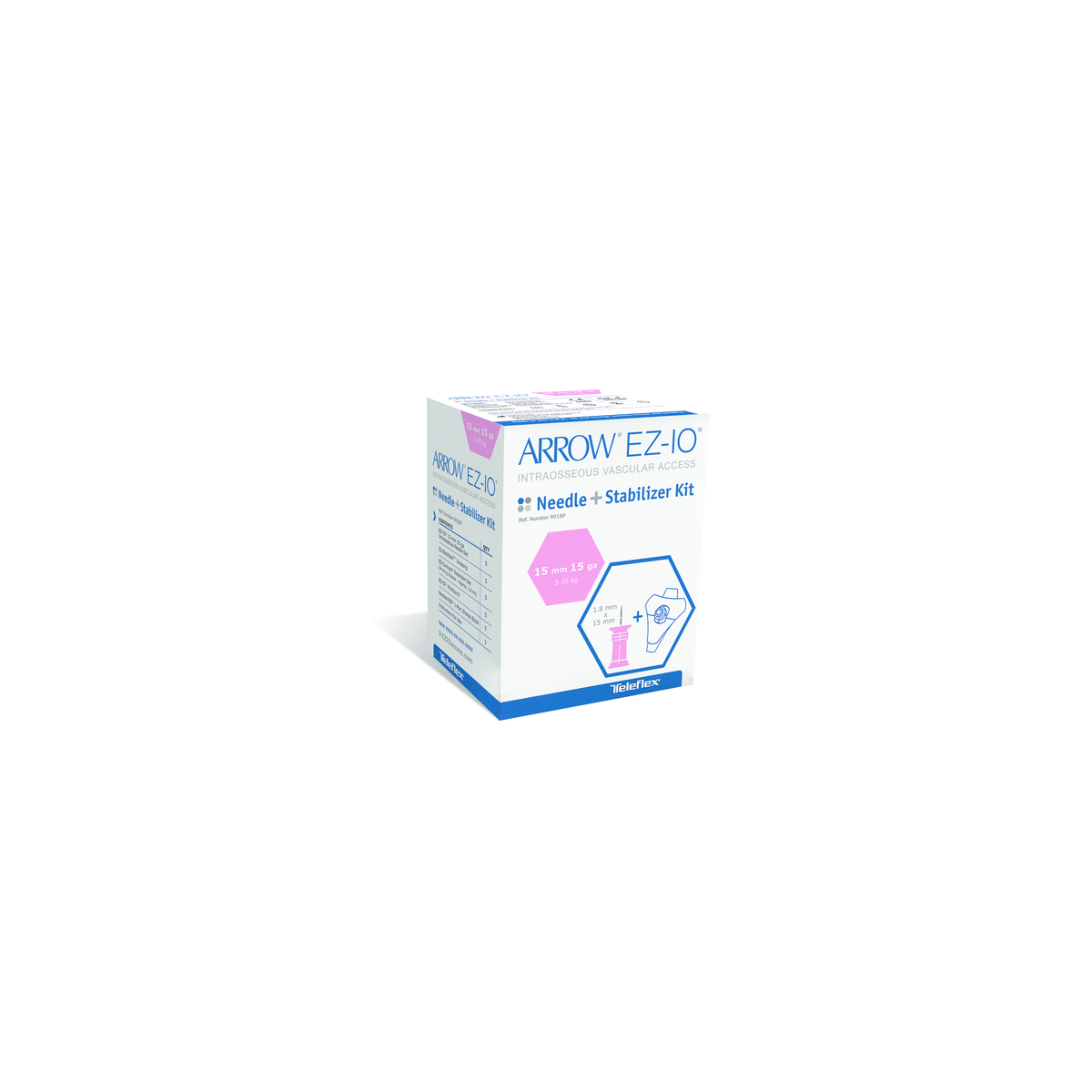 EZ-IO Infusionsnadel SET mit Stabilizer, EZ-Connect, Armband und Container - 5er Set 15mm(Rosa)