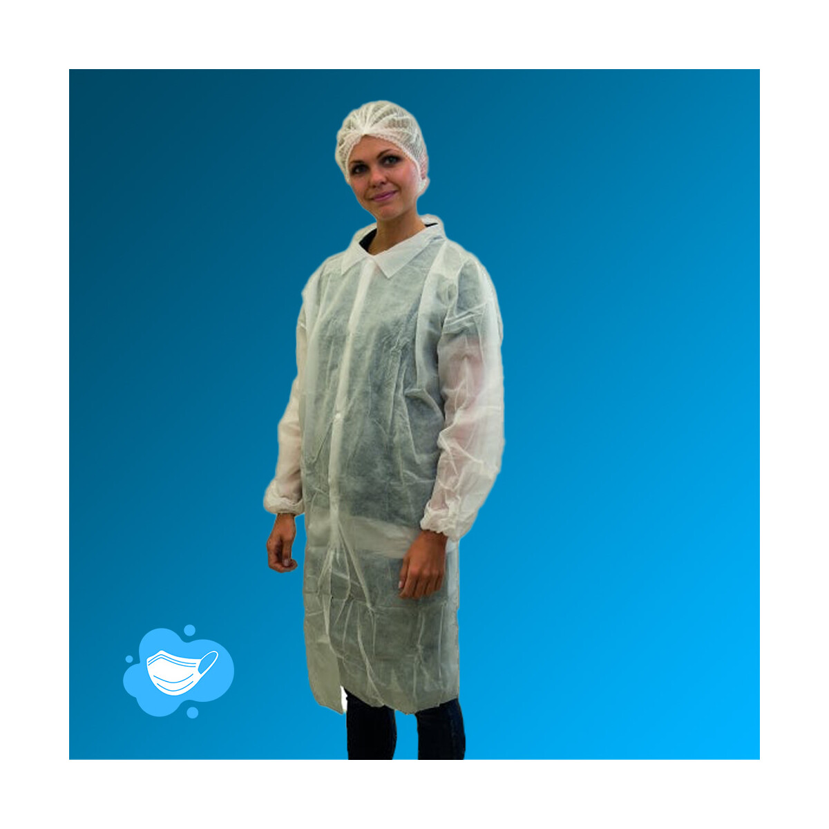 PP Besuchermantel weiß mit Hemdkragen ohne Taschen von NITRAS L 1 Stück