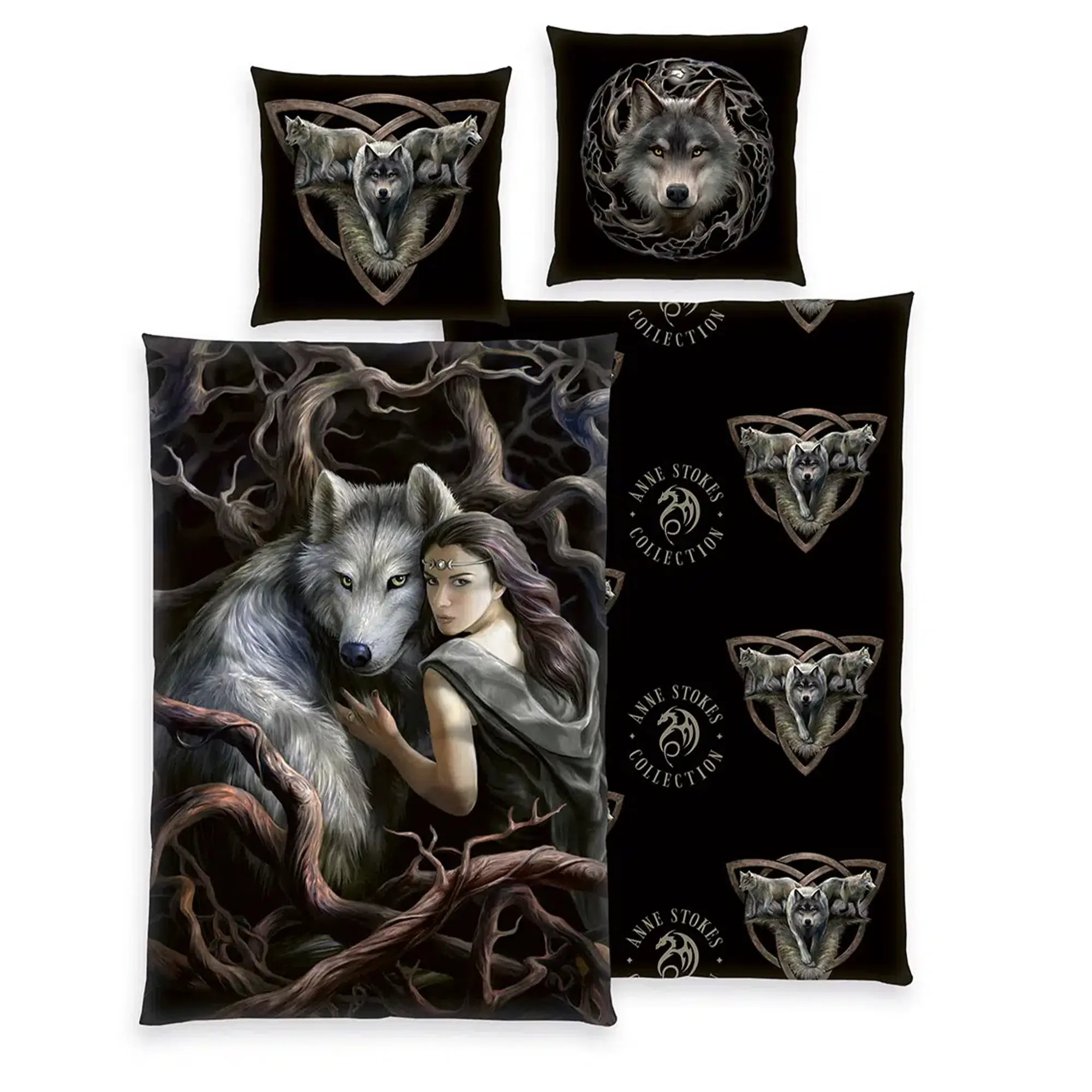 Anne Stokes Bettwäsche-Set 'Wolf' – 135x200 cm, Renforcé