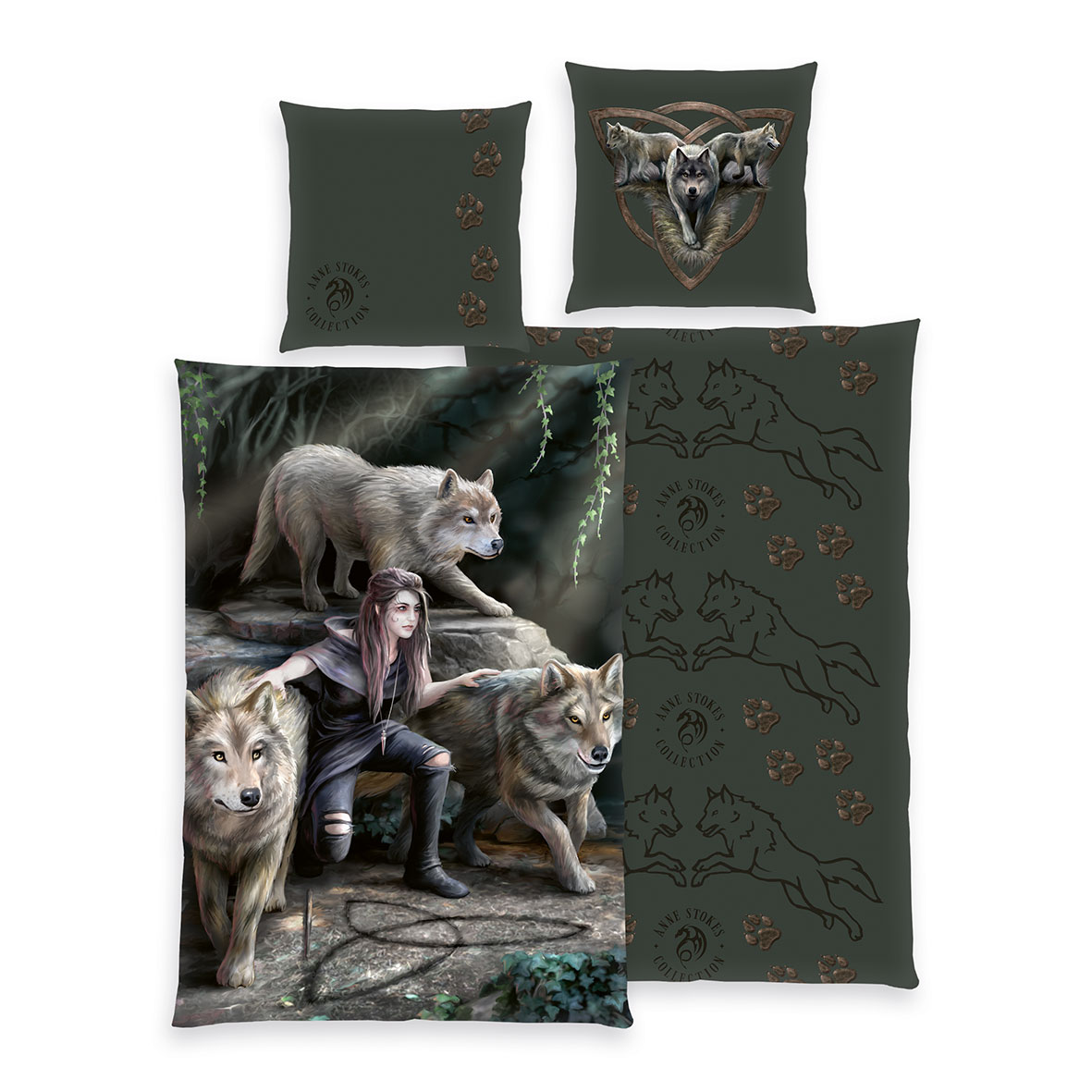 Anne Stokes Bettwäsche-Set ‚Wölfe‘ – 135x200 cm oder 140x200 cm
