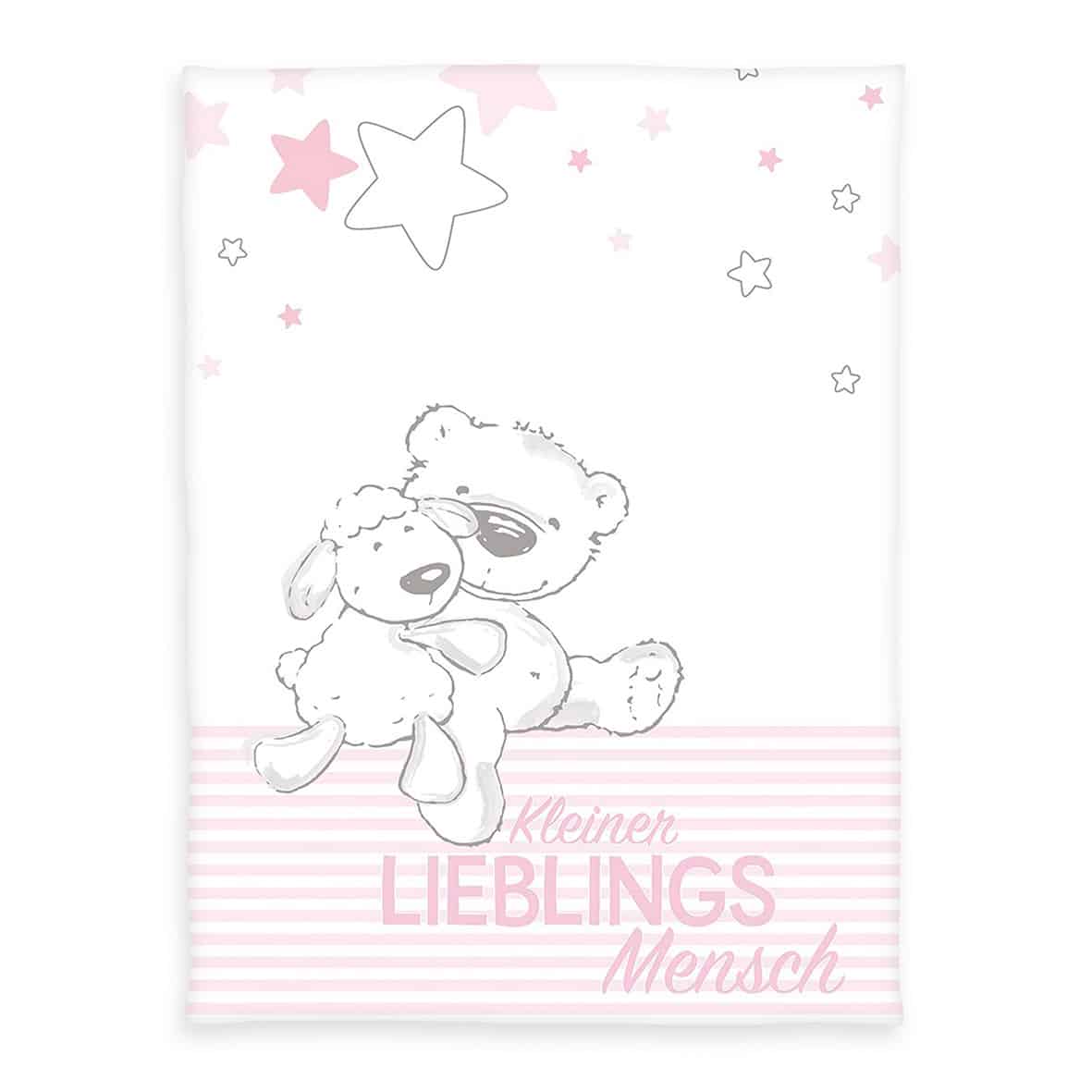 babybest® Kuscheldecke 'Kleiner Lieblingsmensch Rosa' – 75x100 cm, Flauschdecke