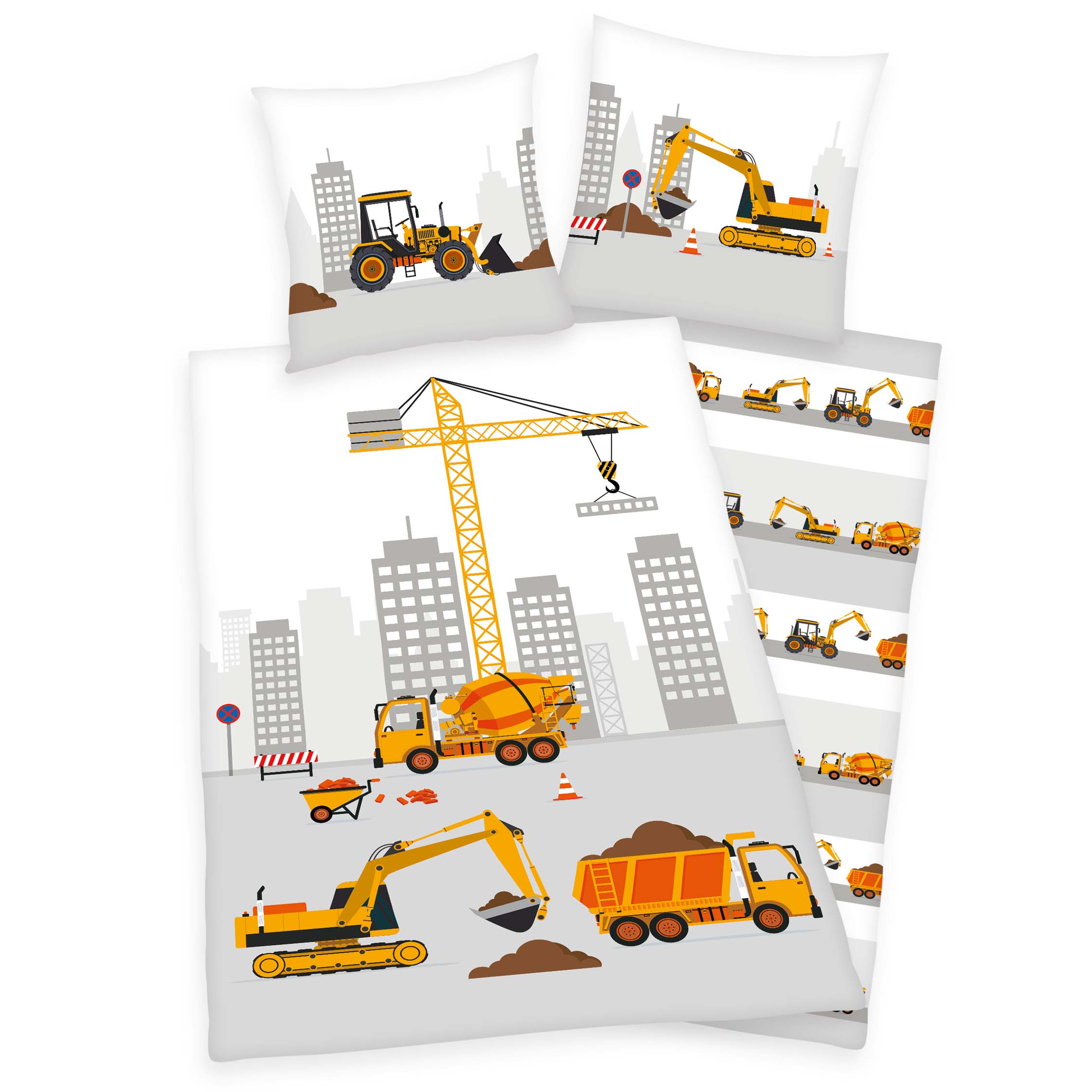 Young Collection Bettwäsche-Set 'Baustelle' – 135x200 oder 140x200 cm, Renforcé