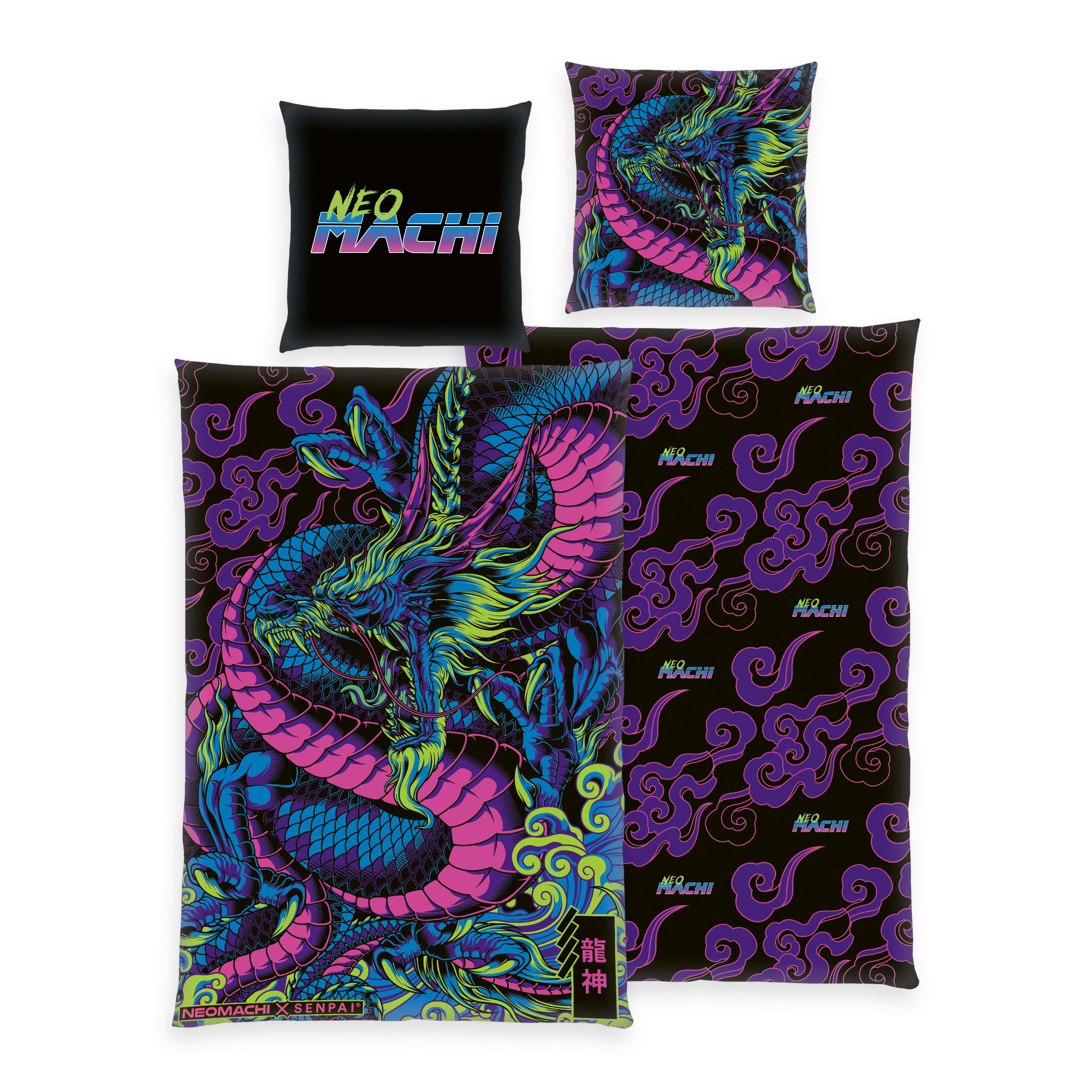 Neomachi Bettwäsche-Set 'Drache' – 135x200 oder 140x200 cm, Renforcé