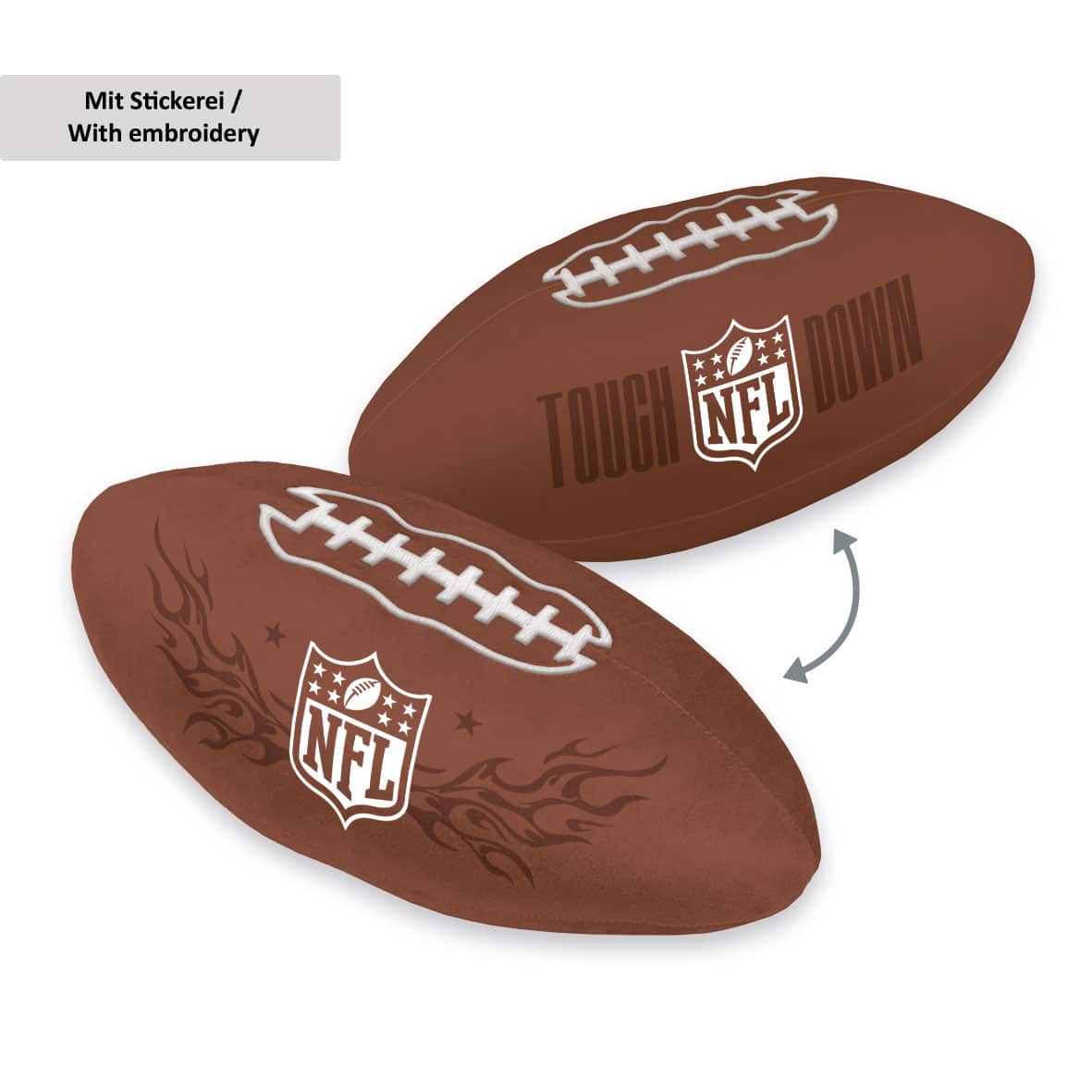 NFL Formkissen 'Football' – 36 x Ø 16,5 cm, Soft Velboa