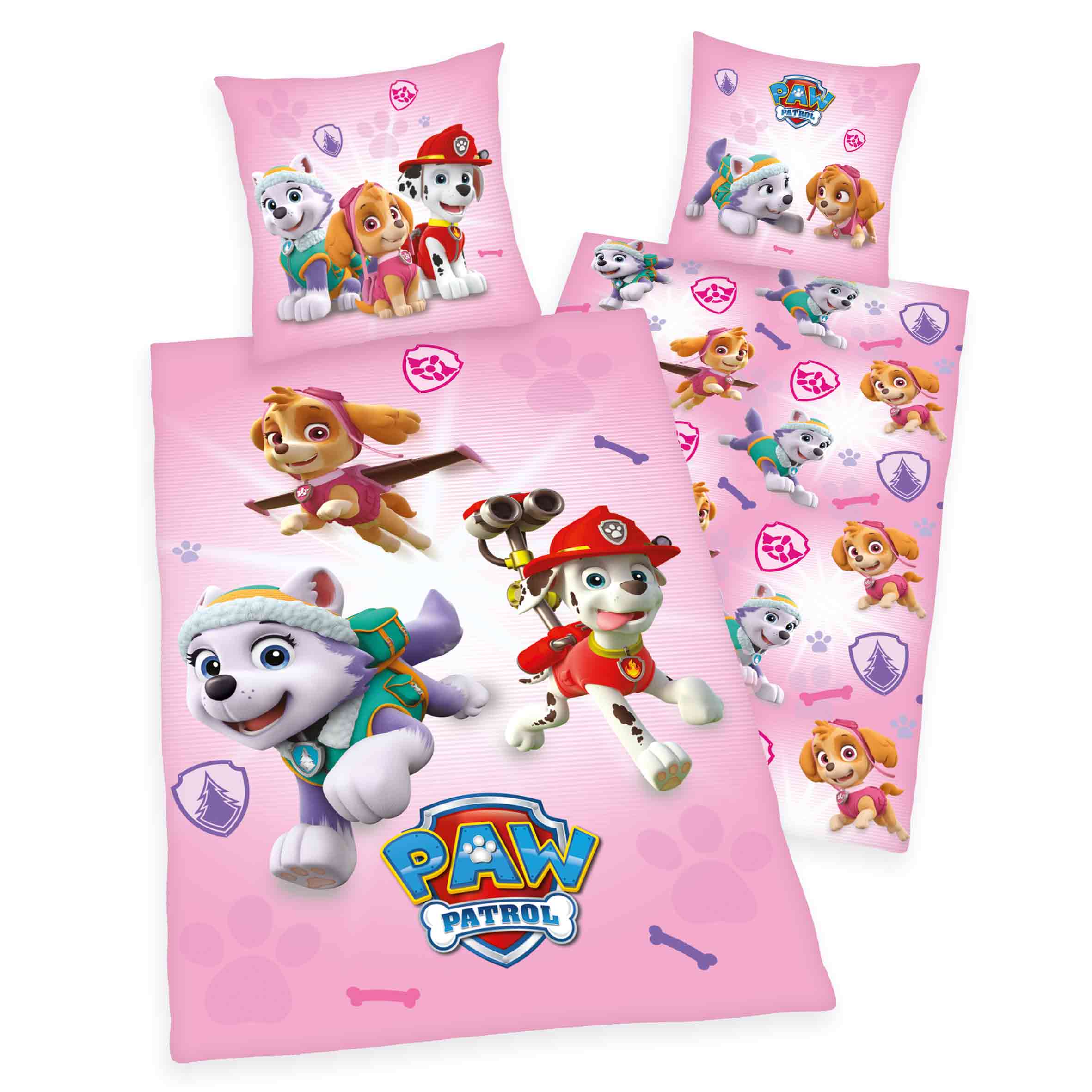 Paw Patrol Bettwäsche-Set 'Rosa' – 135x200 cm, Renforcé
