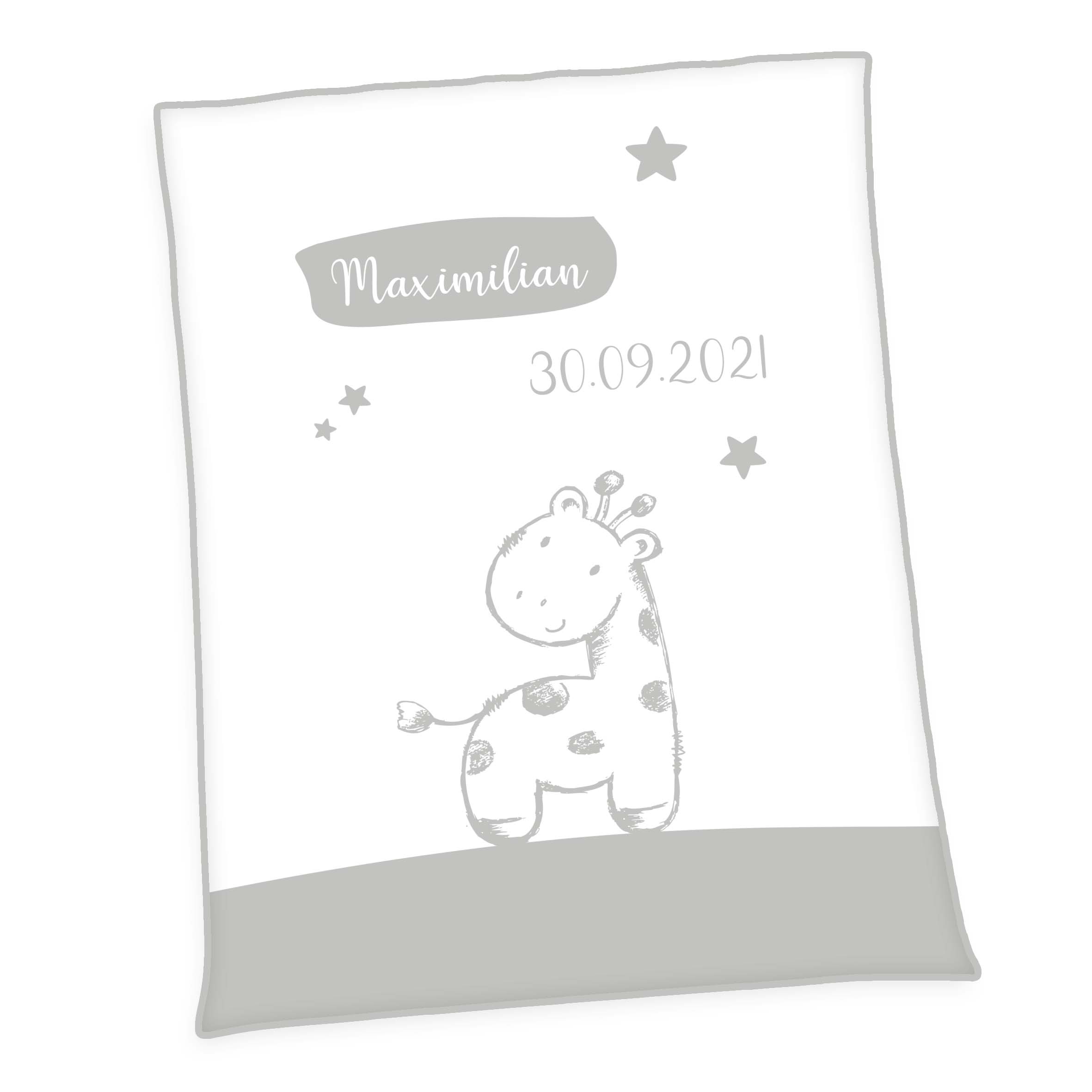 Unicade® personalisierte Babydecke 'Giraffe' – 75x100 cm, Made in Germany