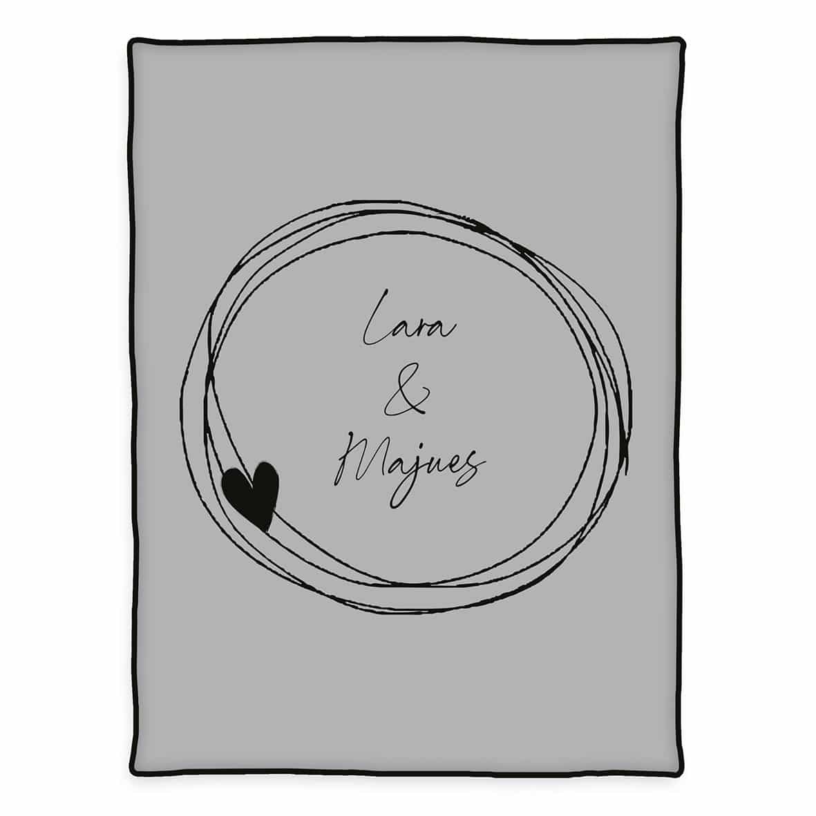 Unicade® personalisierte Decke 'Ringe & Herz' – 150x200 cm, Made in Germany