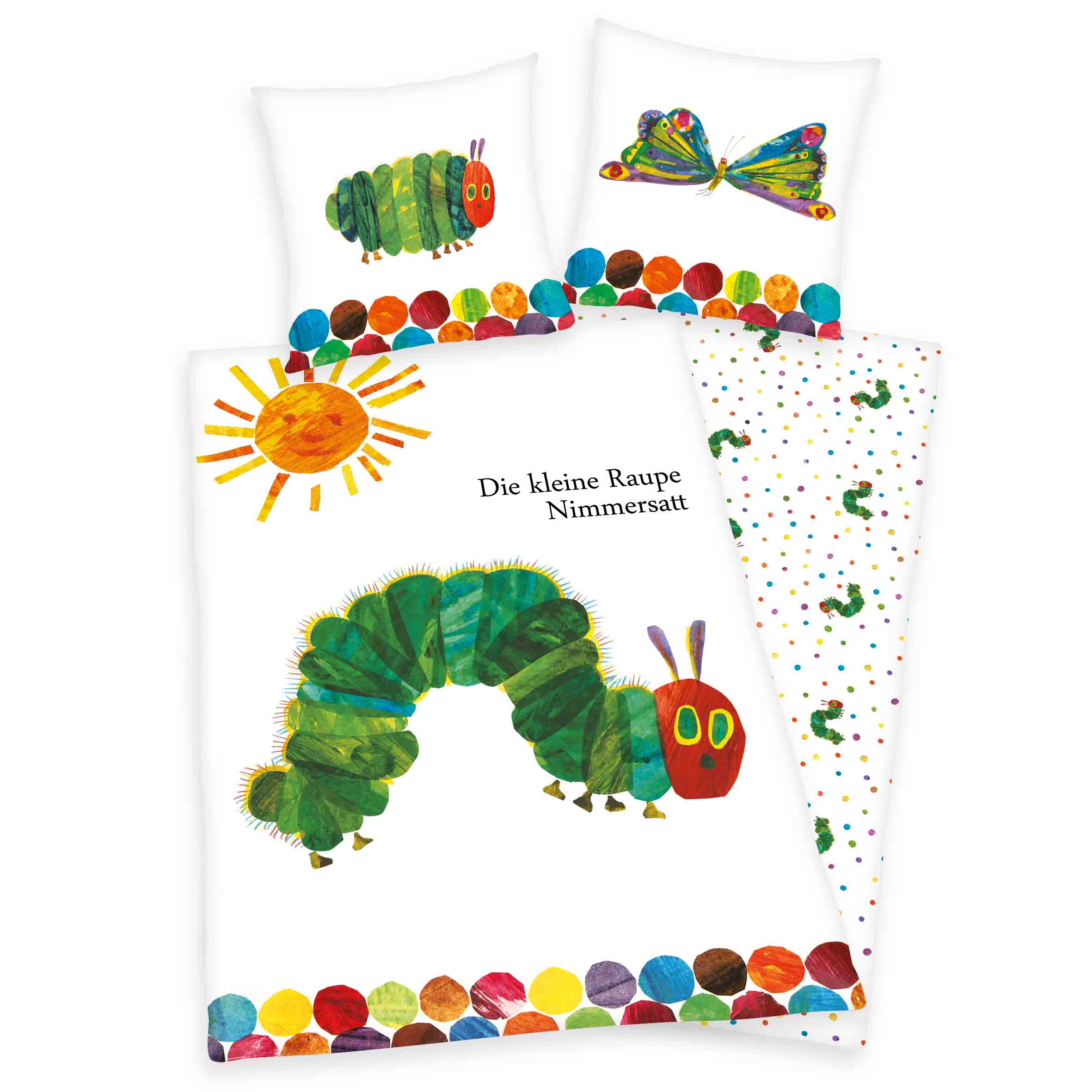 Raupe Nimmersatt Bettwäsche-Set 'Evergreen' – 135x200 cm, Renforcé