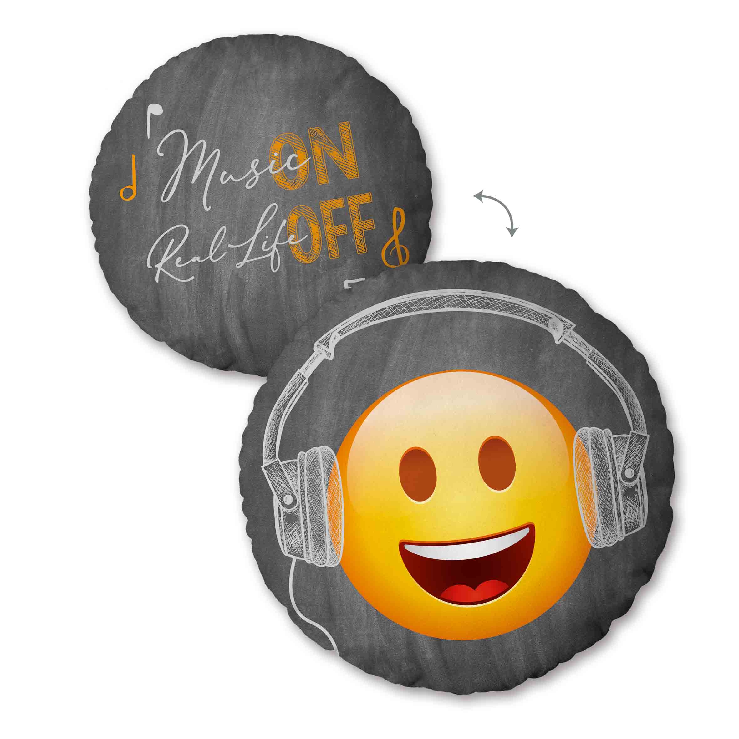 Emot!x Rundkissen 'Music' – Ø 35 cm, Soft Velboa