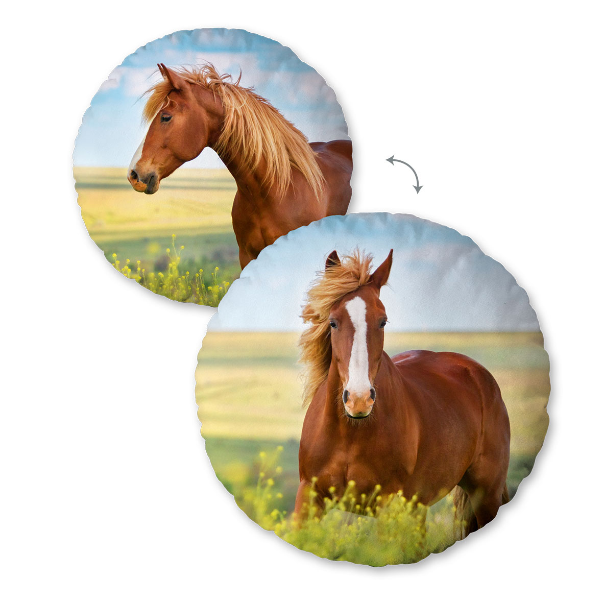 Young Collection Rundkissen 'Pferd' – Ø 50 cm, Soft-Velboa