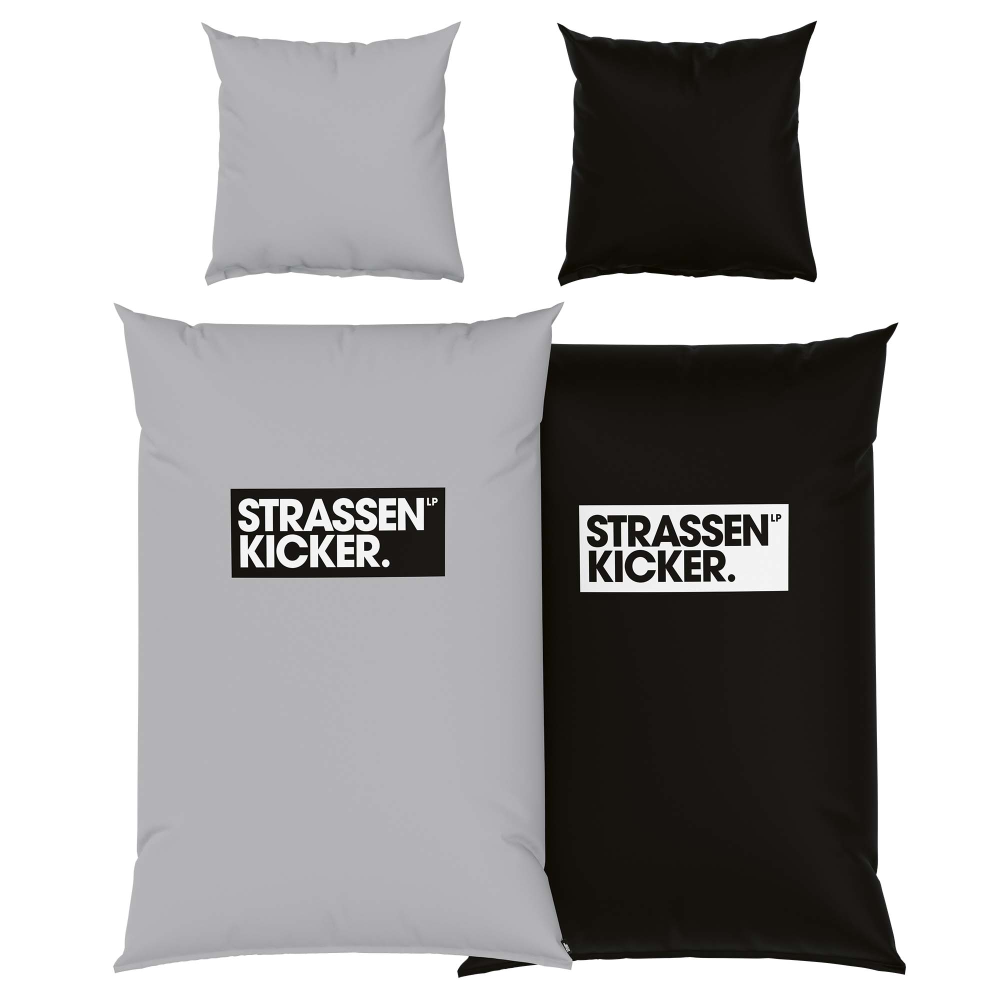 STRASSENKICKER Bettwäsche-Set 'Grau' – 135x200 oder 155x220 cm, Renforcé