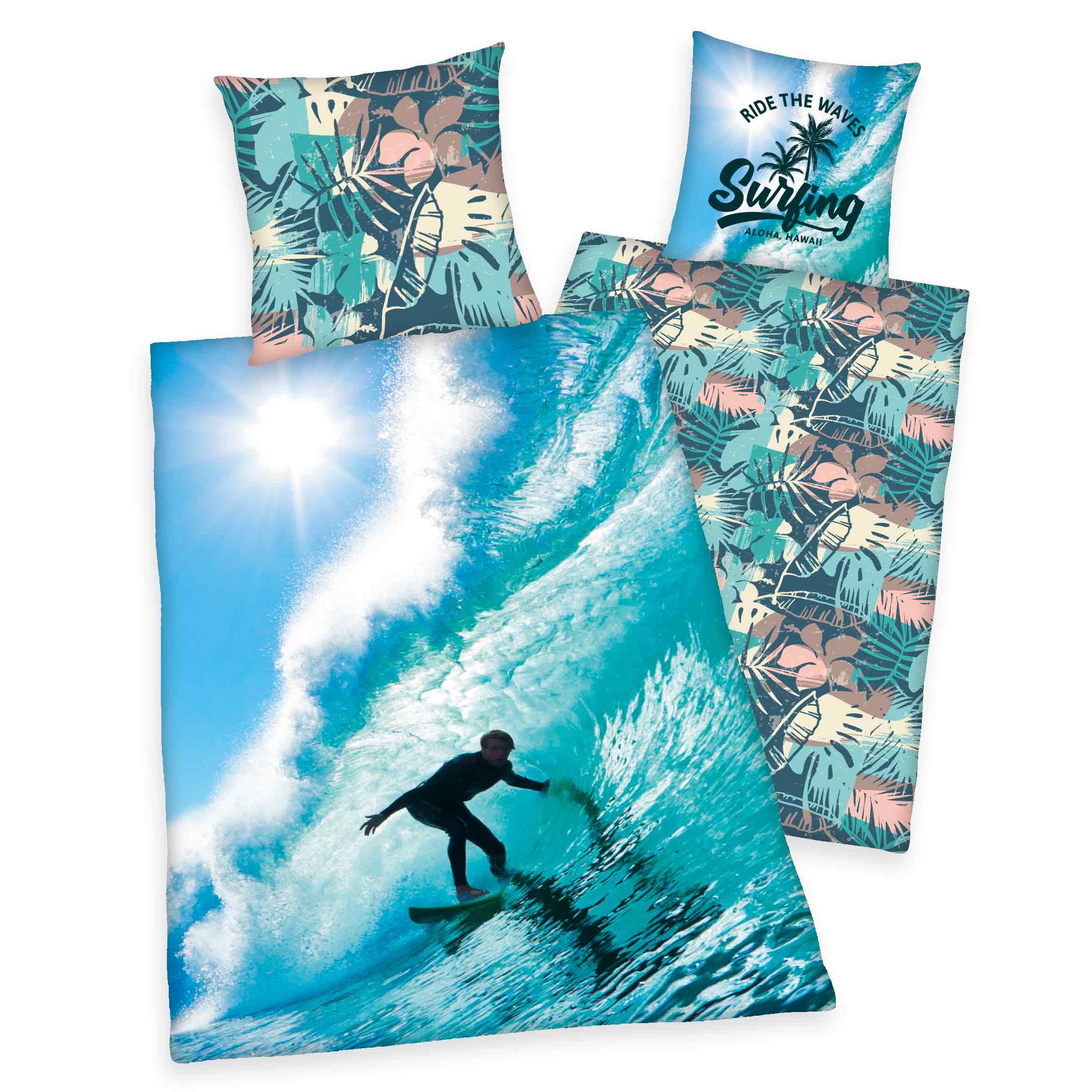 Young Collection Bettwäsche-Set 'Surfer Hawaii' – 135x200 oder 140x200 cm, Renforcé