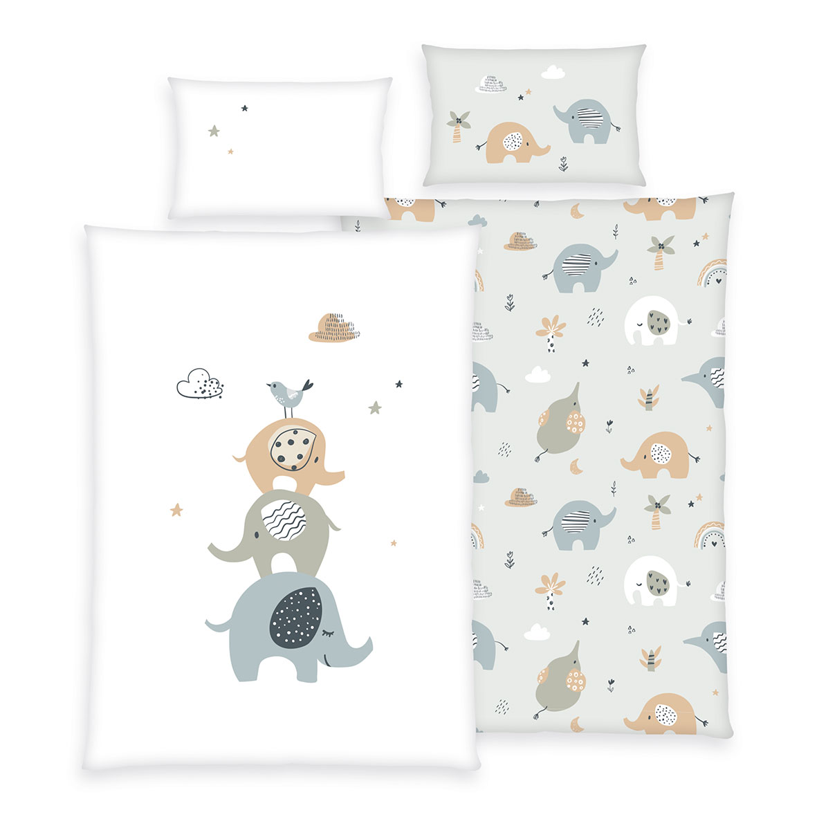 babybest® Bettwäsche-Set 'Elephants' – 100x135 cm, Renforcé