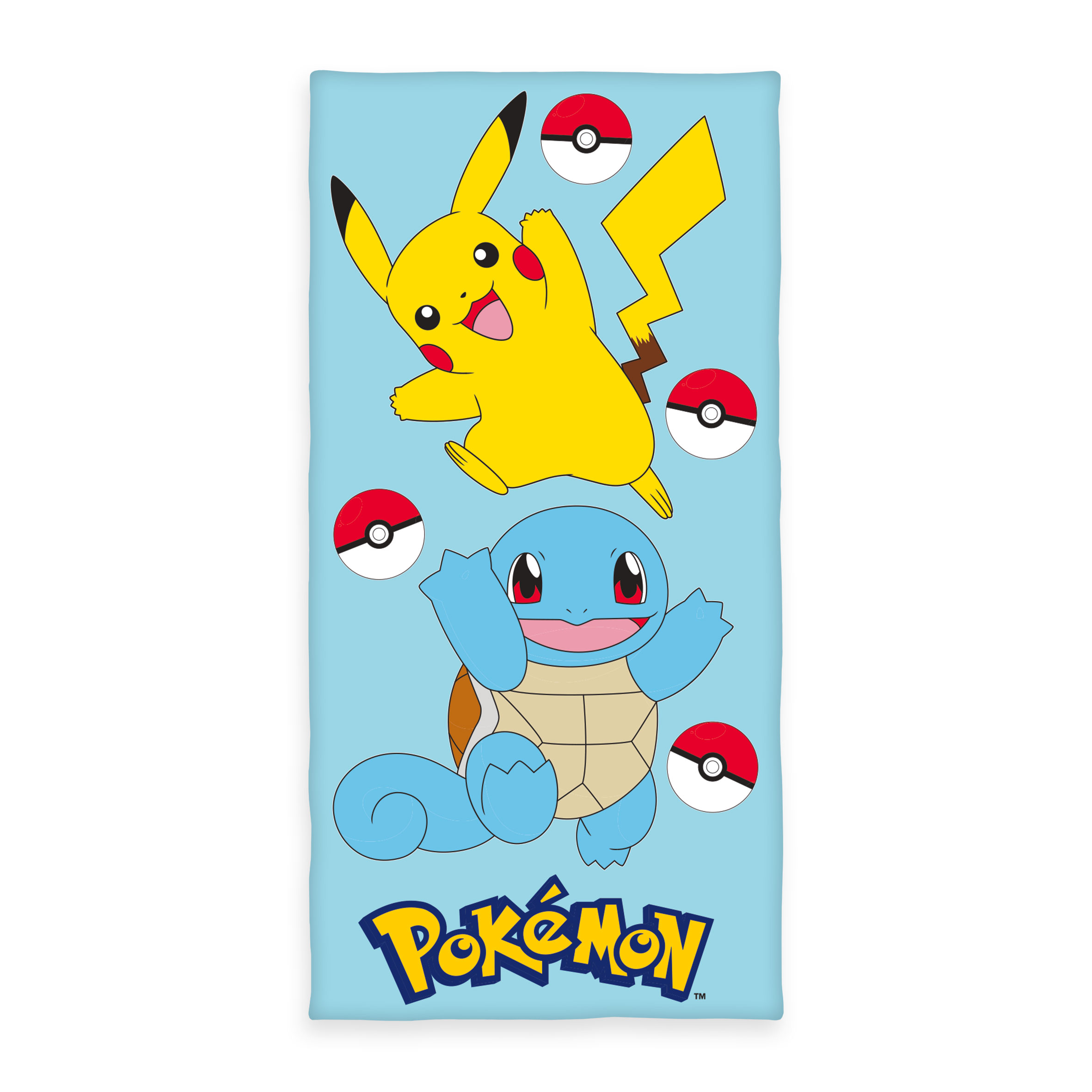 Pokémon Handtuch 'Pikachu & Schiggy' – 75x150 cm, Velours
