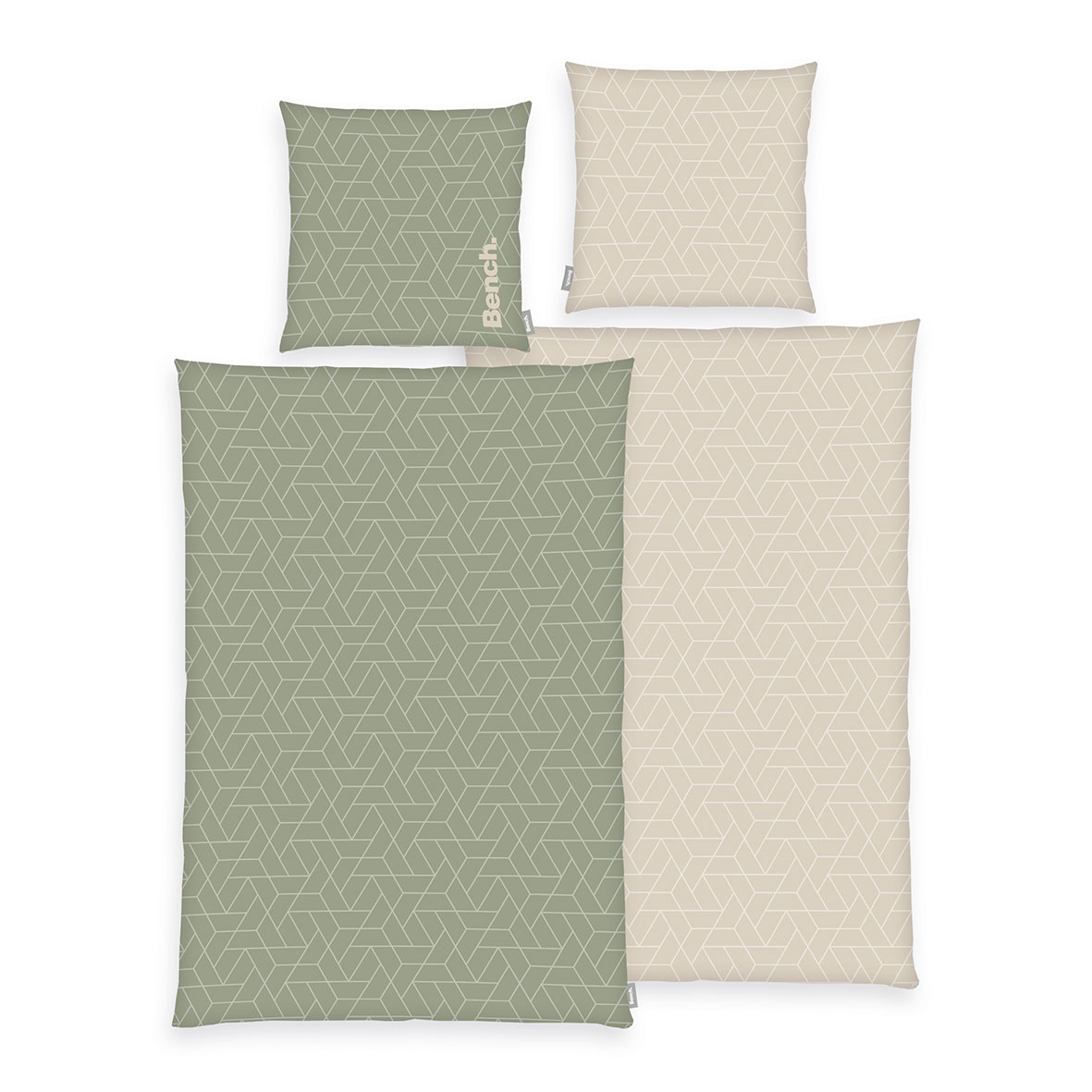 Bench Bettwäsche-Set 'Grün/Beige' – 135x200, 140x200 oder 155x220 cm, Renforcé
