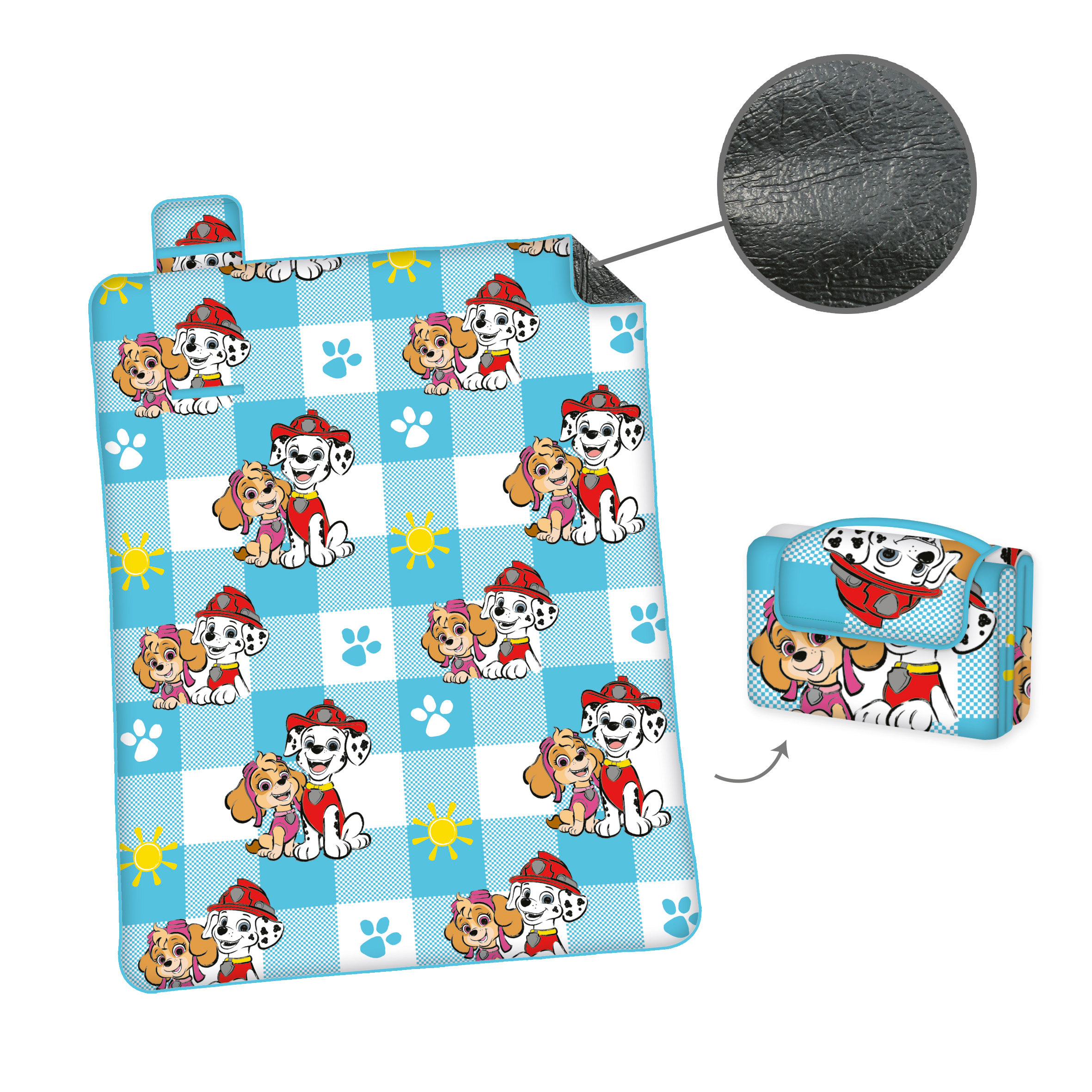 Paw Patrol Picknickdecke 'Skye & Marshall' – 100x135 cm, wasserabweisende Unterseite