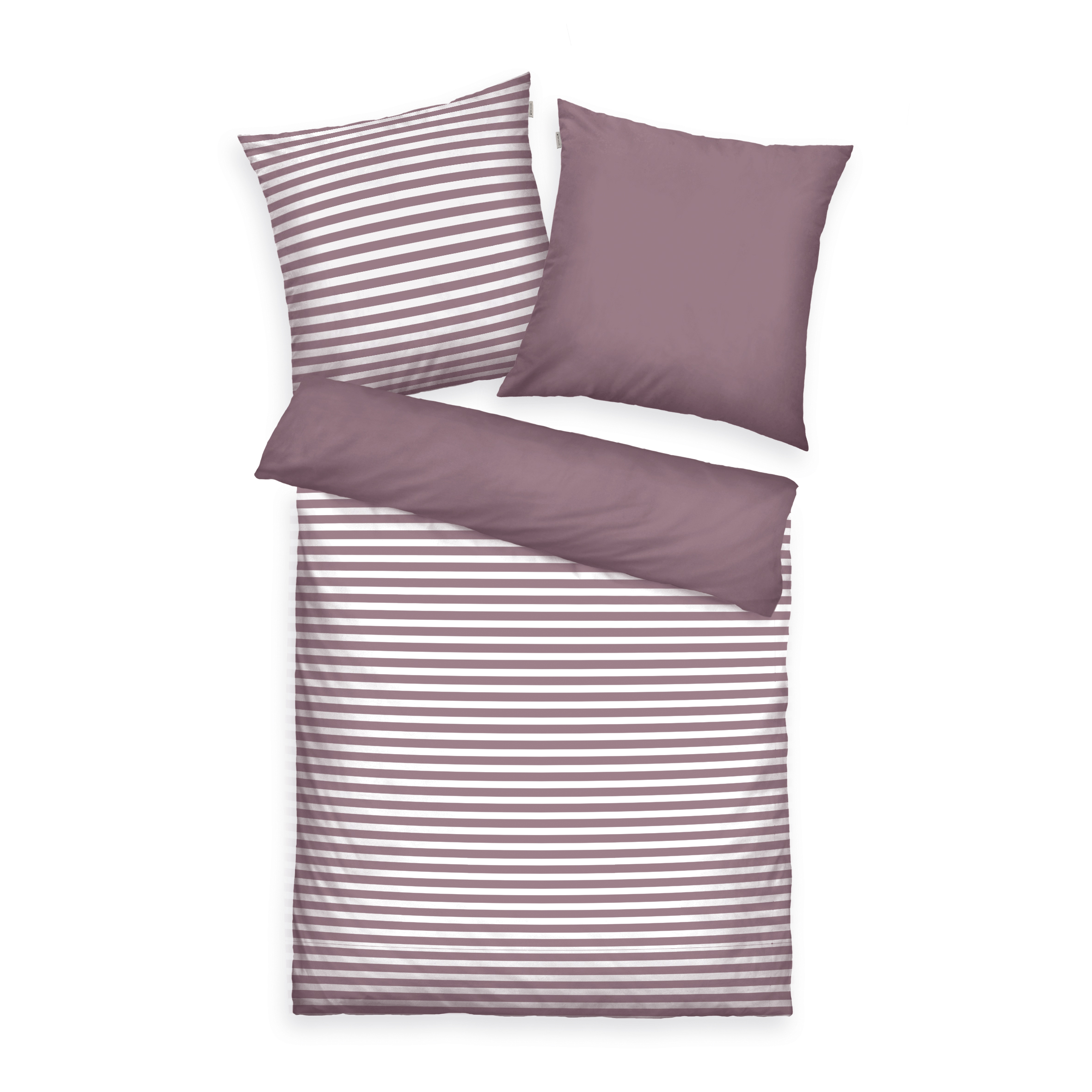 TOM TAILOR Bettwäsche-Set 'Medium Stripes Cozy Mauve & Crisp White' – 135x200, 155x220 oder 200x220 cm, Renforcé