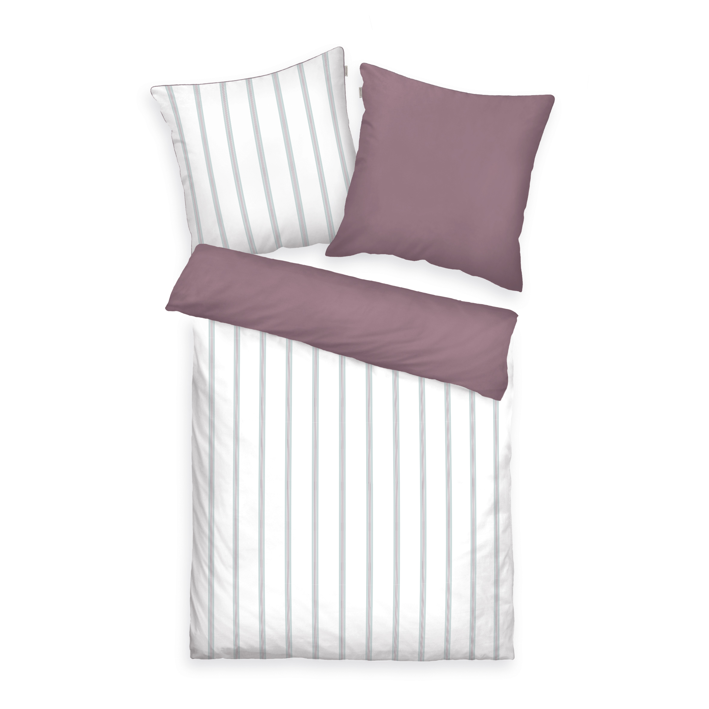 TOM TAILOR Bettwäsche - Classic Satin Stripes Cozy Mauve & Fresh Sage