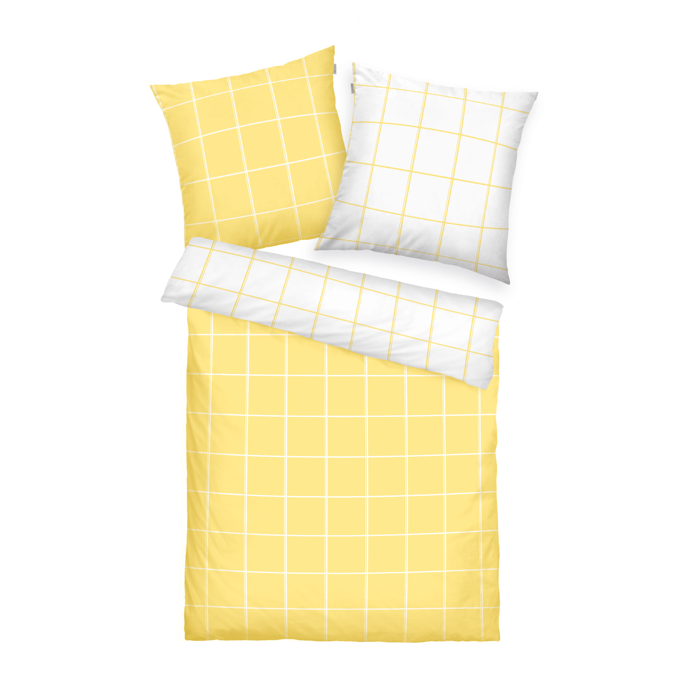 TOM TAILOR Bettwäsche-Set 'Large Check Light Lemon & Crisp White' – 135x200, 155x220 oder 200x220 cm, Renforcé
