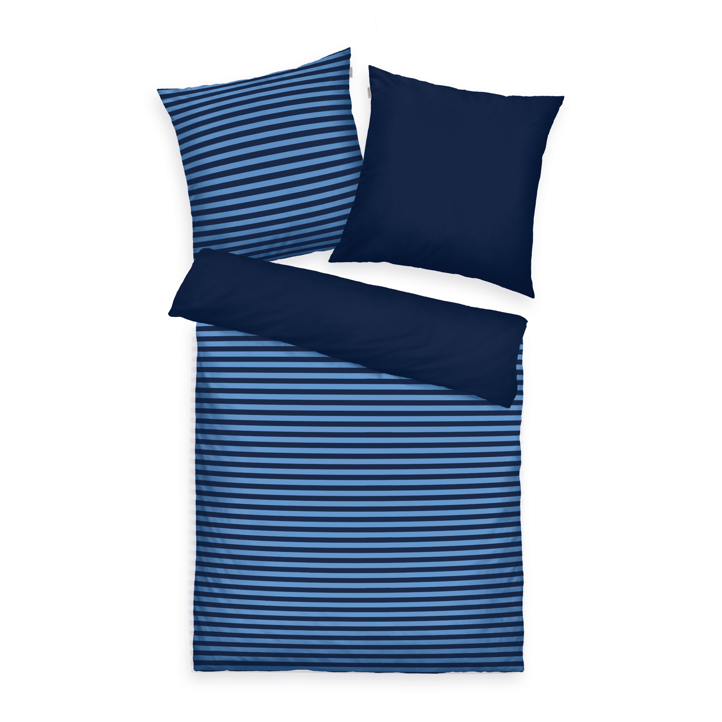 TOM TAILOR Bettwäsche-Set 'Medium Stripes Dark Navy & Cool Blue' – 135x200, 155x220 oder 200x220 cm, Renforcé
