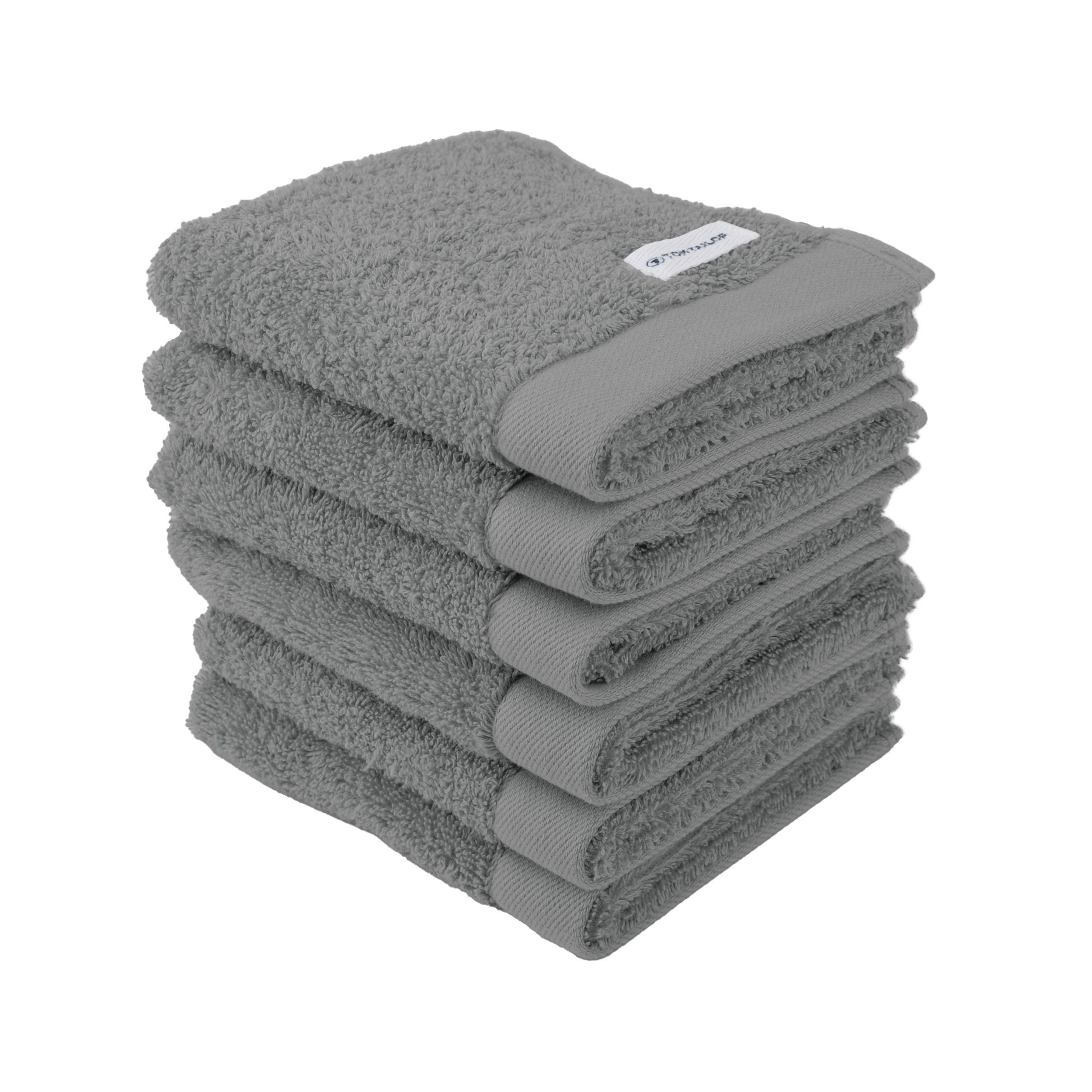 TOM TAILOR Gästehandtuch 6er-Set ‘Color Bath Towel Moody Grey’ – 30×50 cm, Frottier