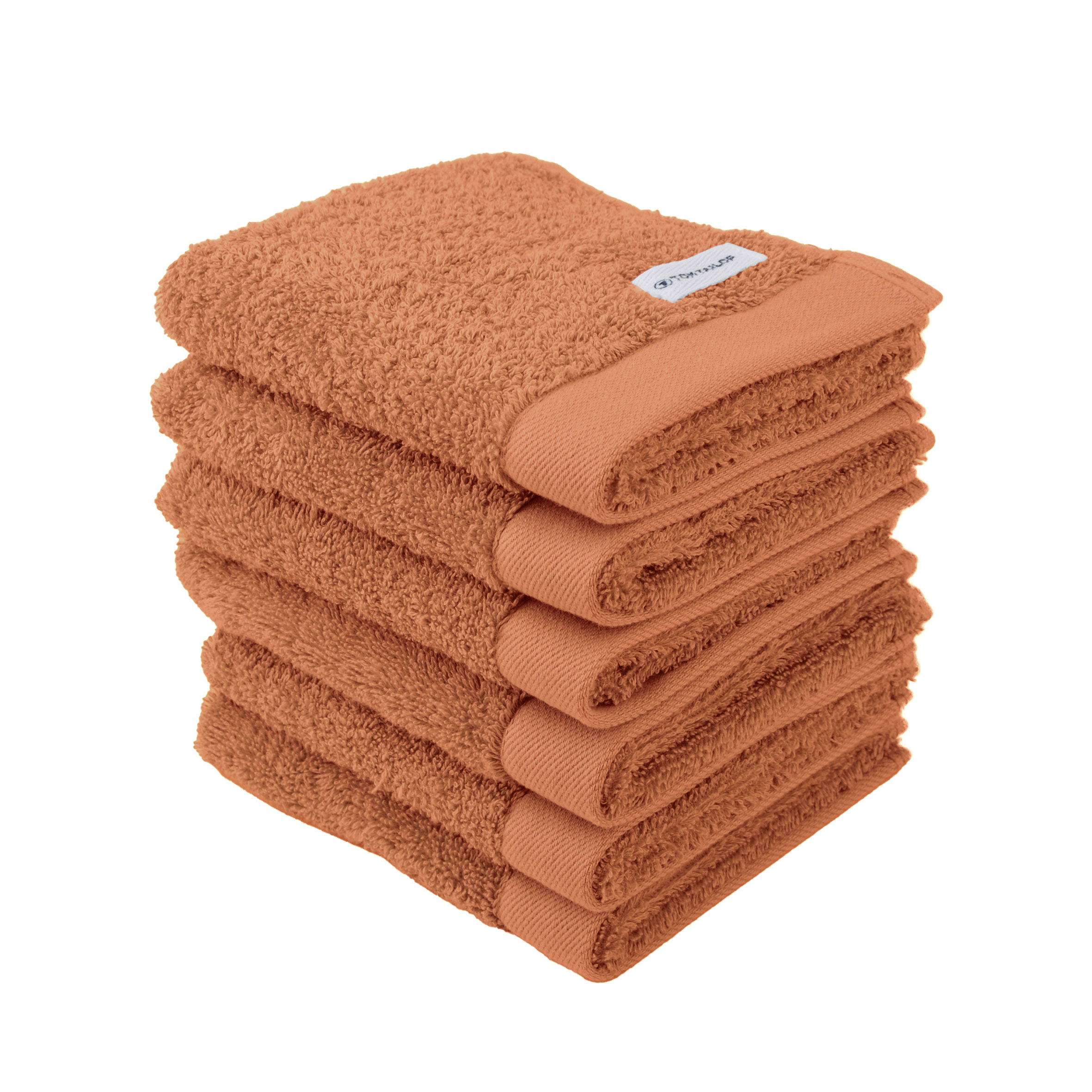 TOM TAILOR Gästehandtuch 6er-Set 'Color Bath Towel Warm Coral' – 30x50 cm, Frottier