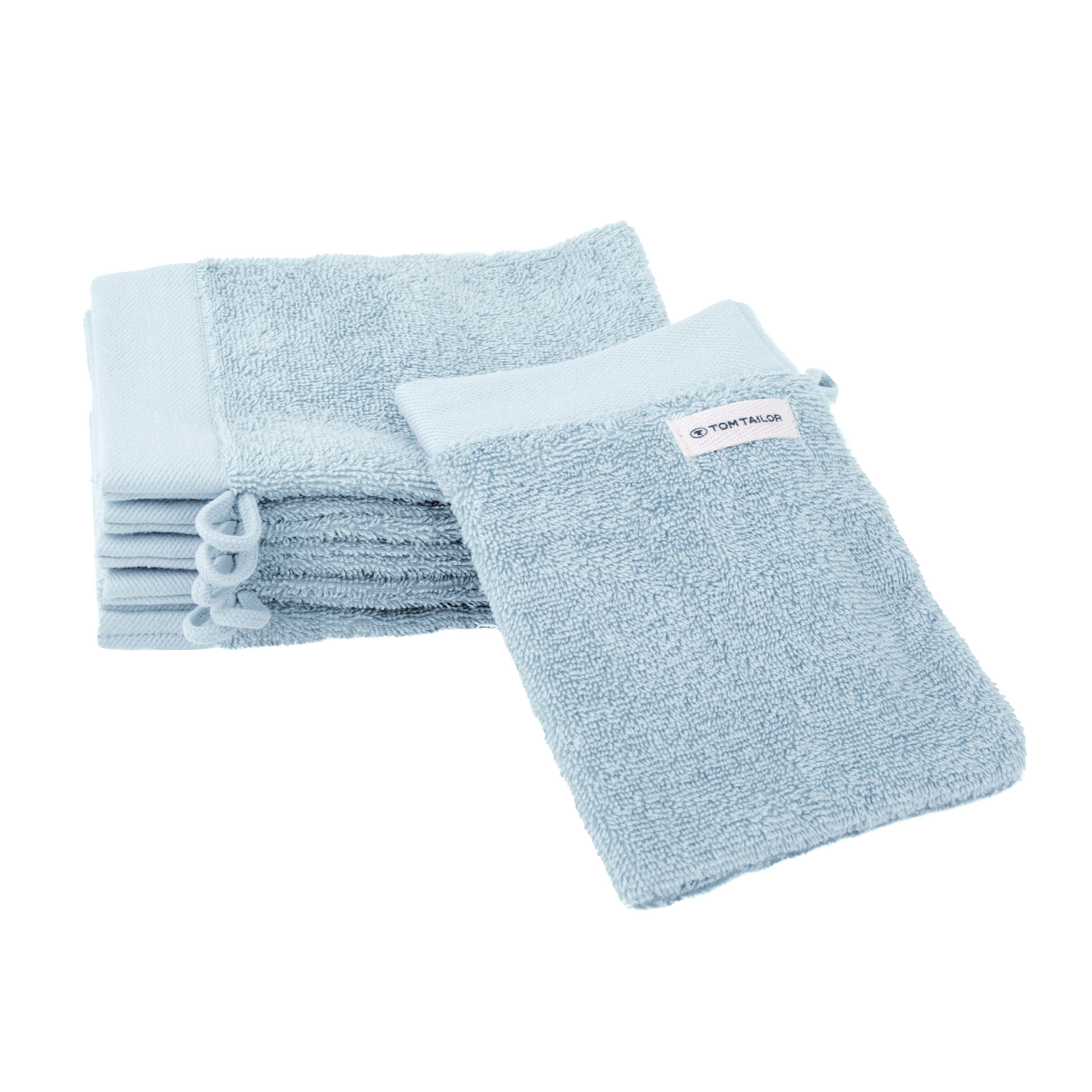 TOM TAILOR Waschhandschuh 6er-Set 'Color Bath Towel Sky Blue' – je 16x21 cm, Frottier