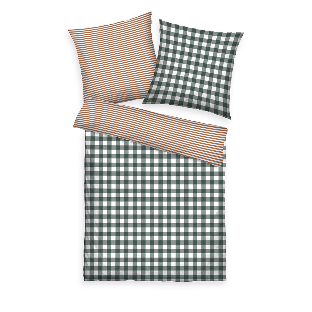 TOM TAILOR Winterbettwäsche - Classic Check Forest & Rusty Red