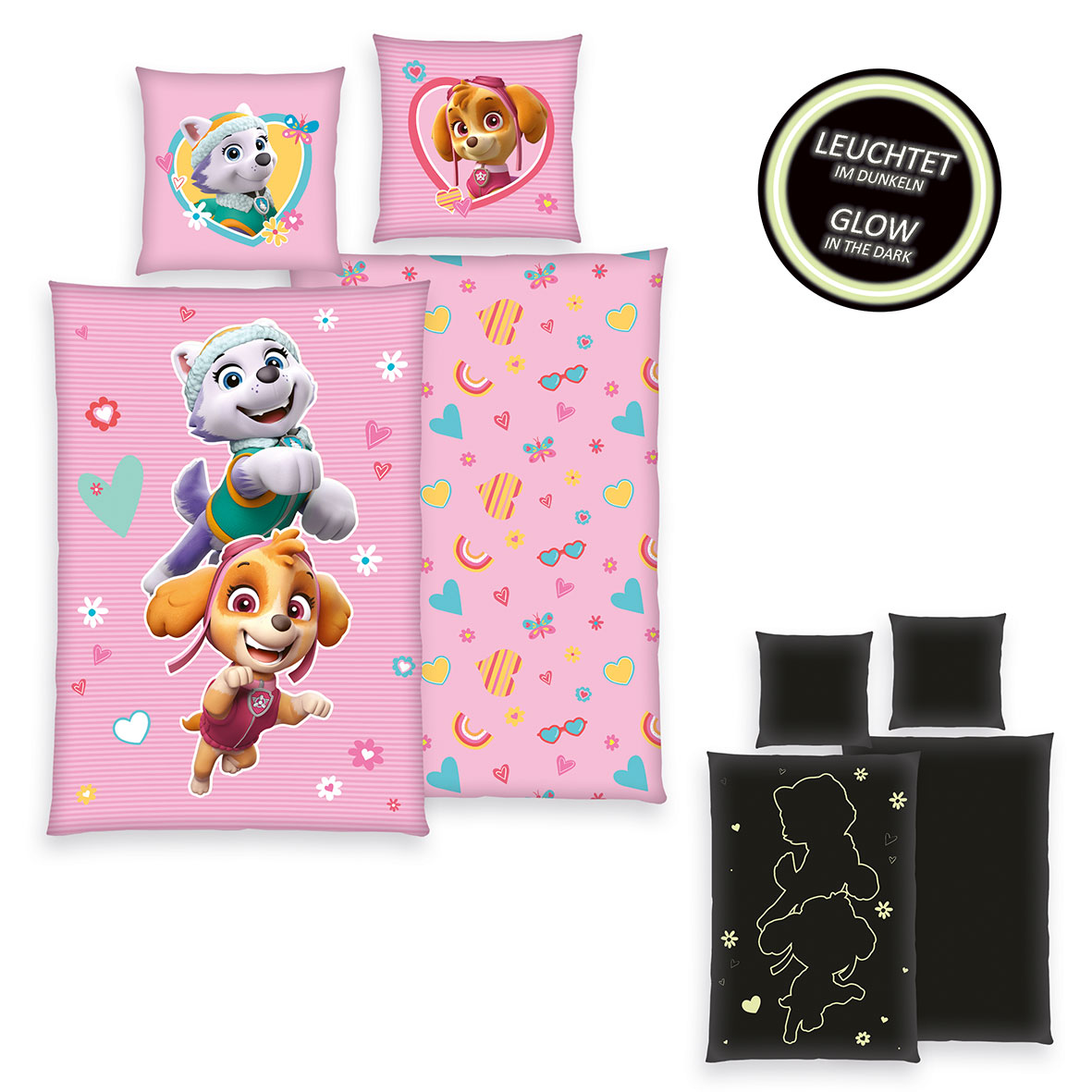 Paw Patrol Bettwäsche - Pink Glow in the Dark