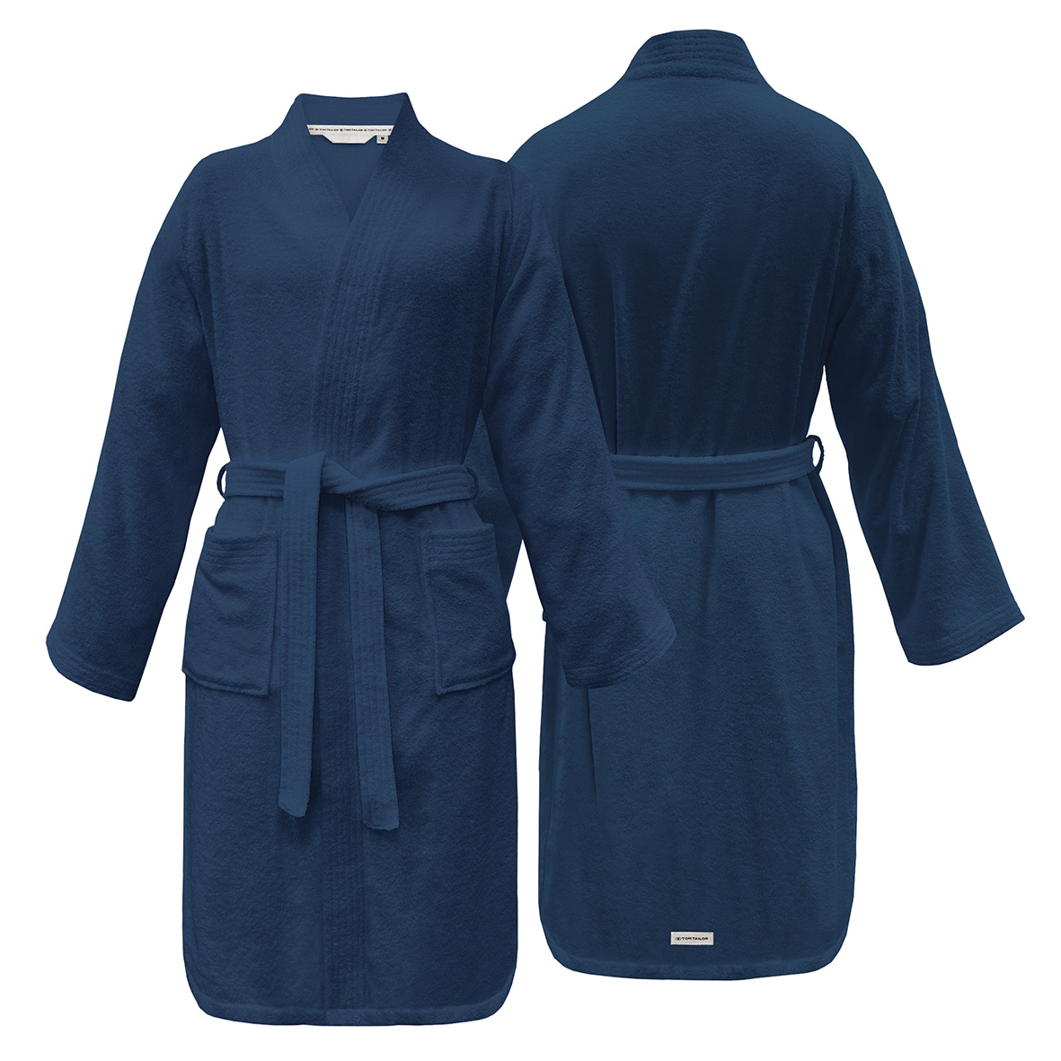 TOM TAILOR Kimonobademantel 'Dark Navy' – 100% Baumwolle, Frottier