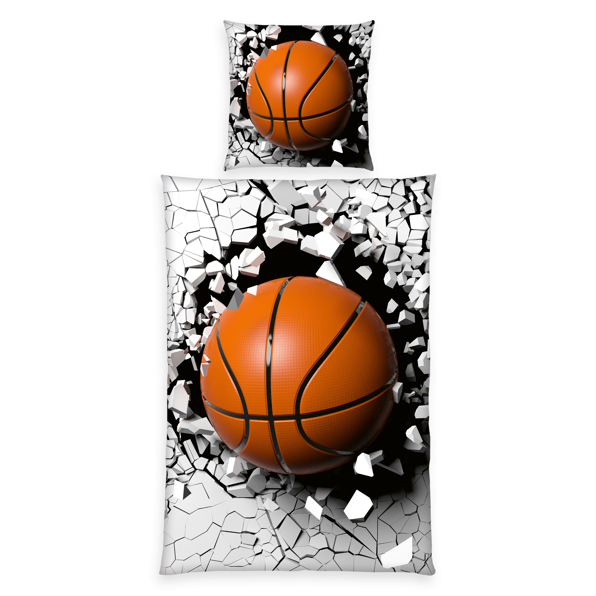 Young Collection Bettwäsche-Set '3D Basketball ' – 135x200 cm, Renforcé