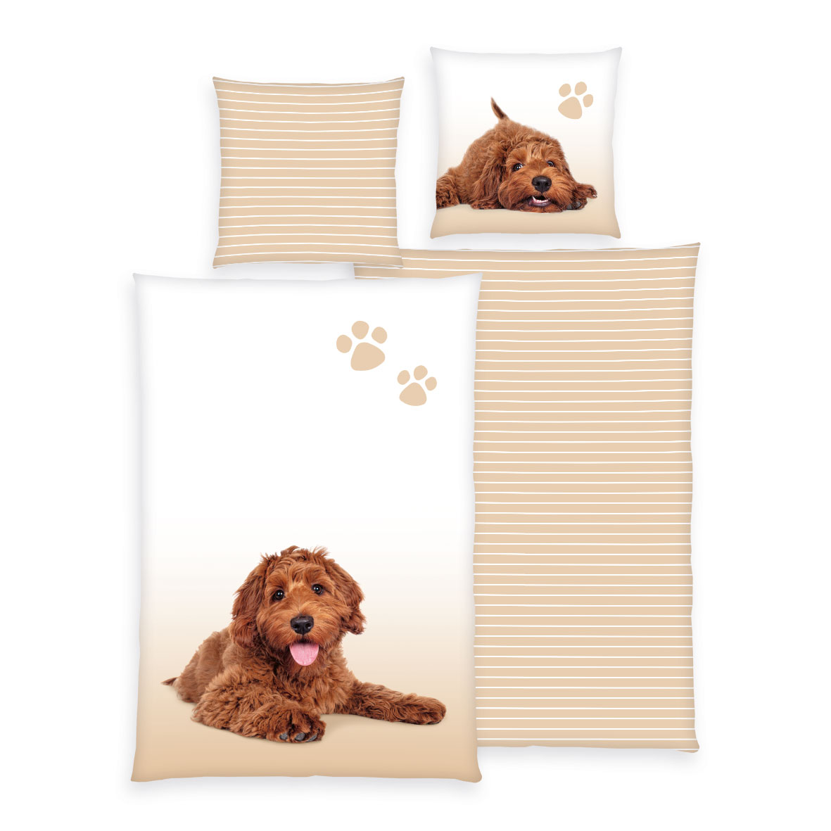 Young Collection Bettwäsche-Set 'Pfotenliebe' – 140x200 cm, Renforcé