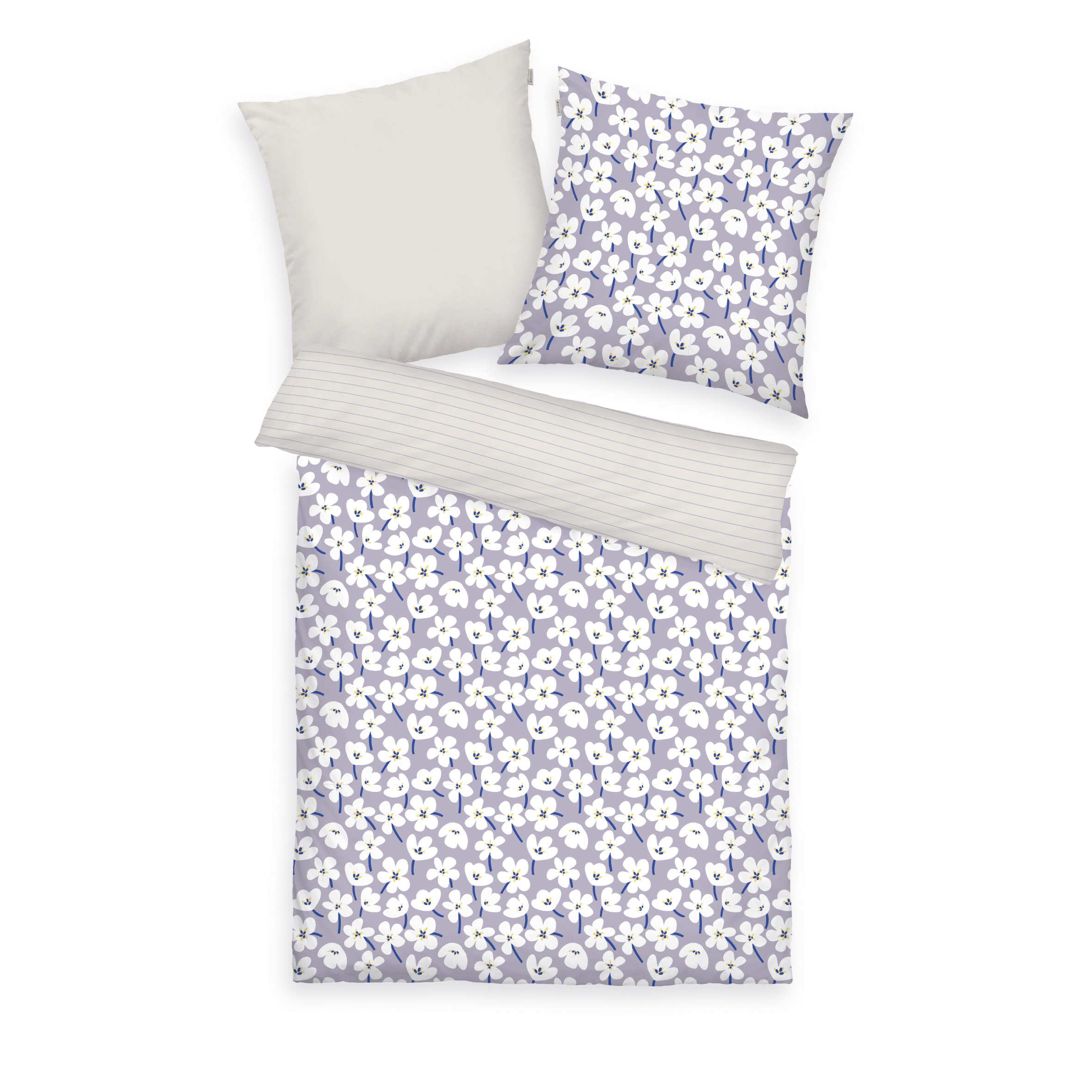 TOM TAILOR Bettwäsche-Set 'Fresh Flowers Soft Lilac/Off White' – 135x200, 140x200, 155x220 oder 200x220 cm, Renforcé