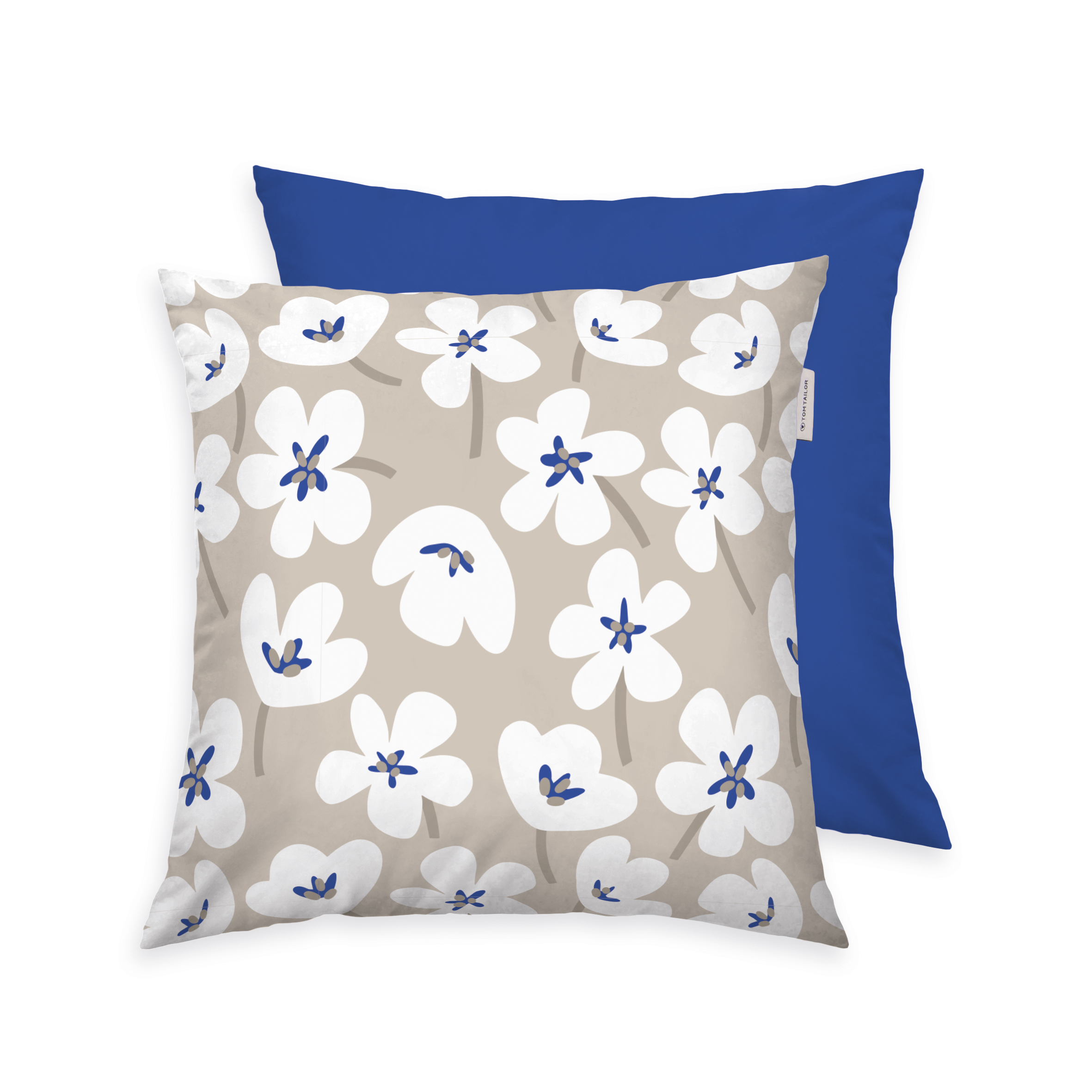 TOM TAILOR Kissenhülle - Fresh Flowers Cobalt & Sunny Sand
