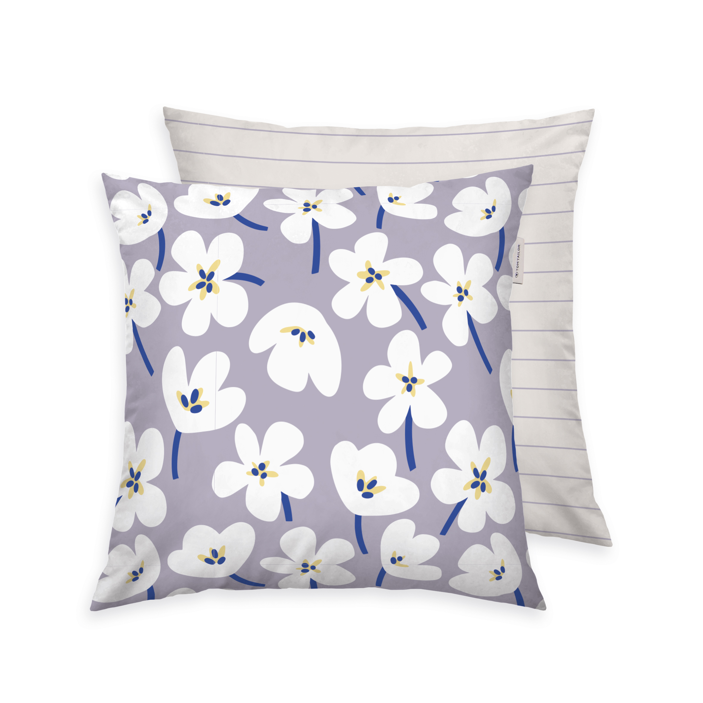 TOM TAILOR Kissenhülle - Fresh Flowers Soft Lilac & Off White