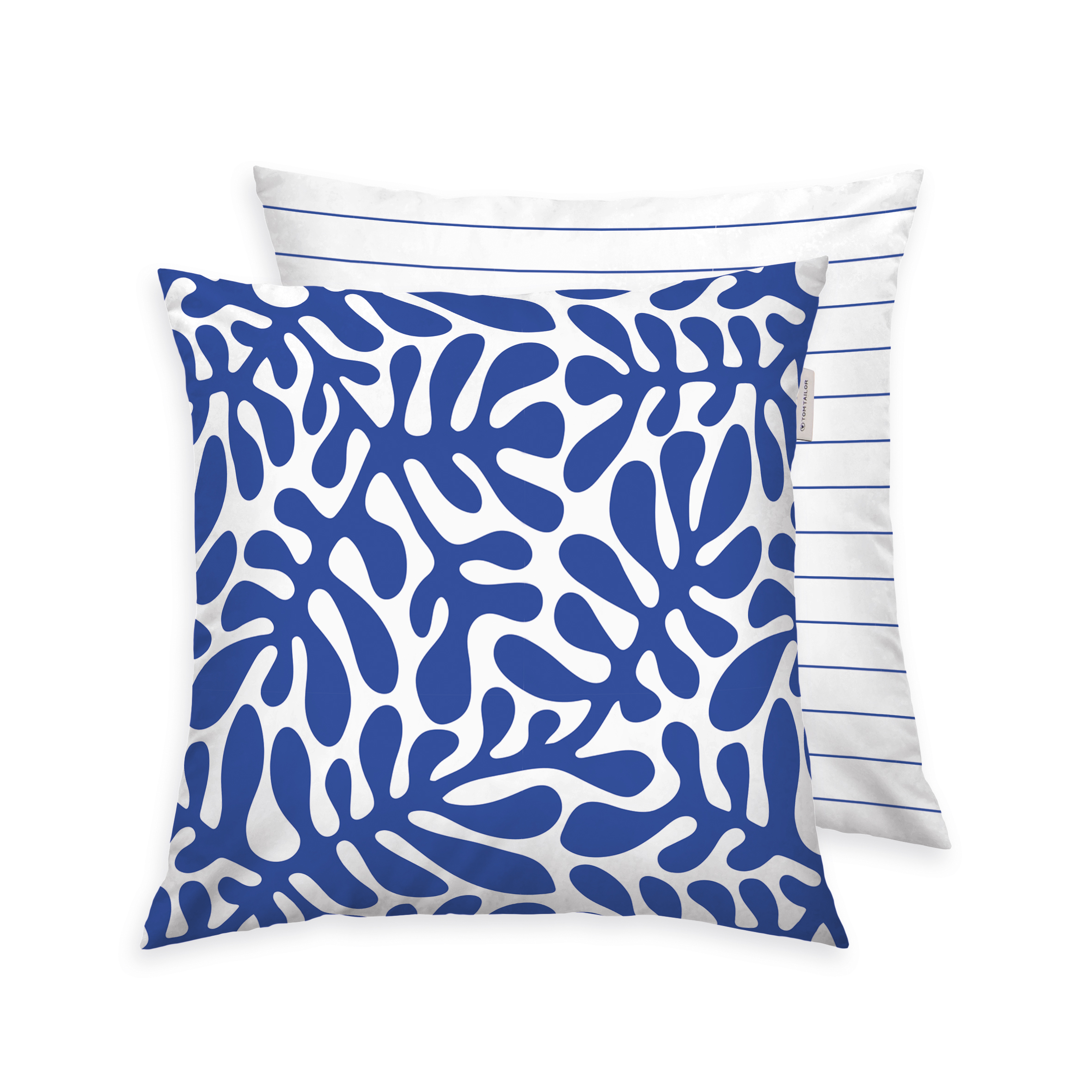 TOM TAILOR Kissenhülle - Organic Leaves Cobalt