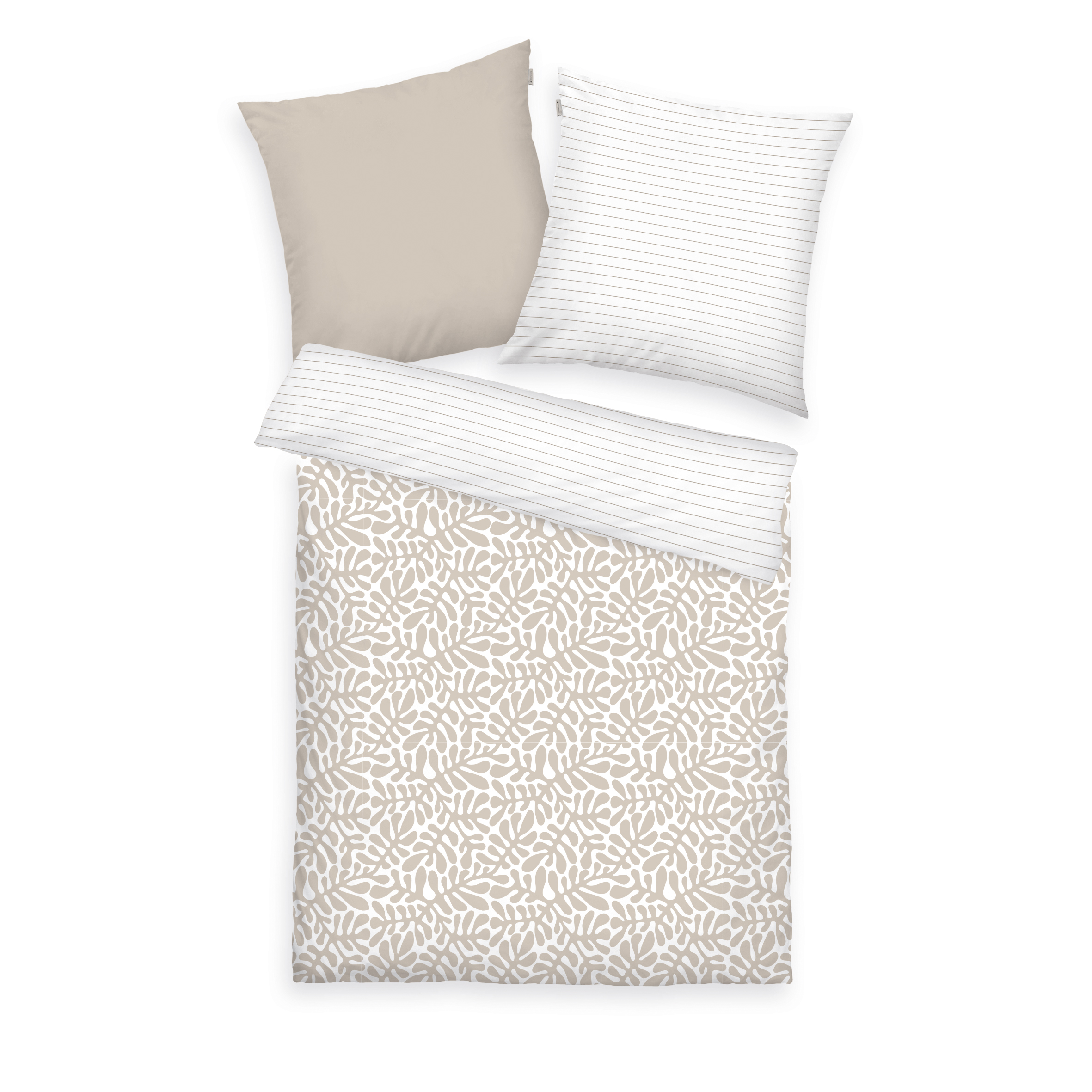 TOM TAILOR Bettwäsche-Set 'Organic Leaves Sunny Sand' – 135x200, 155x220 oder 200x220 cm, Renforcé