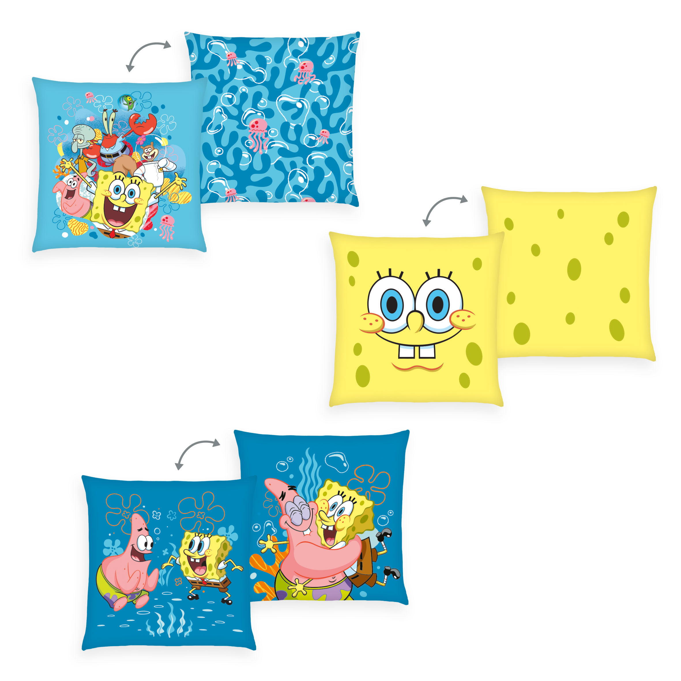 SpongeBob Dekokissen-Set 'Fun' – 3er-Set, je 40x40 cm