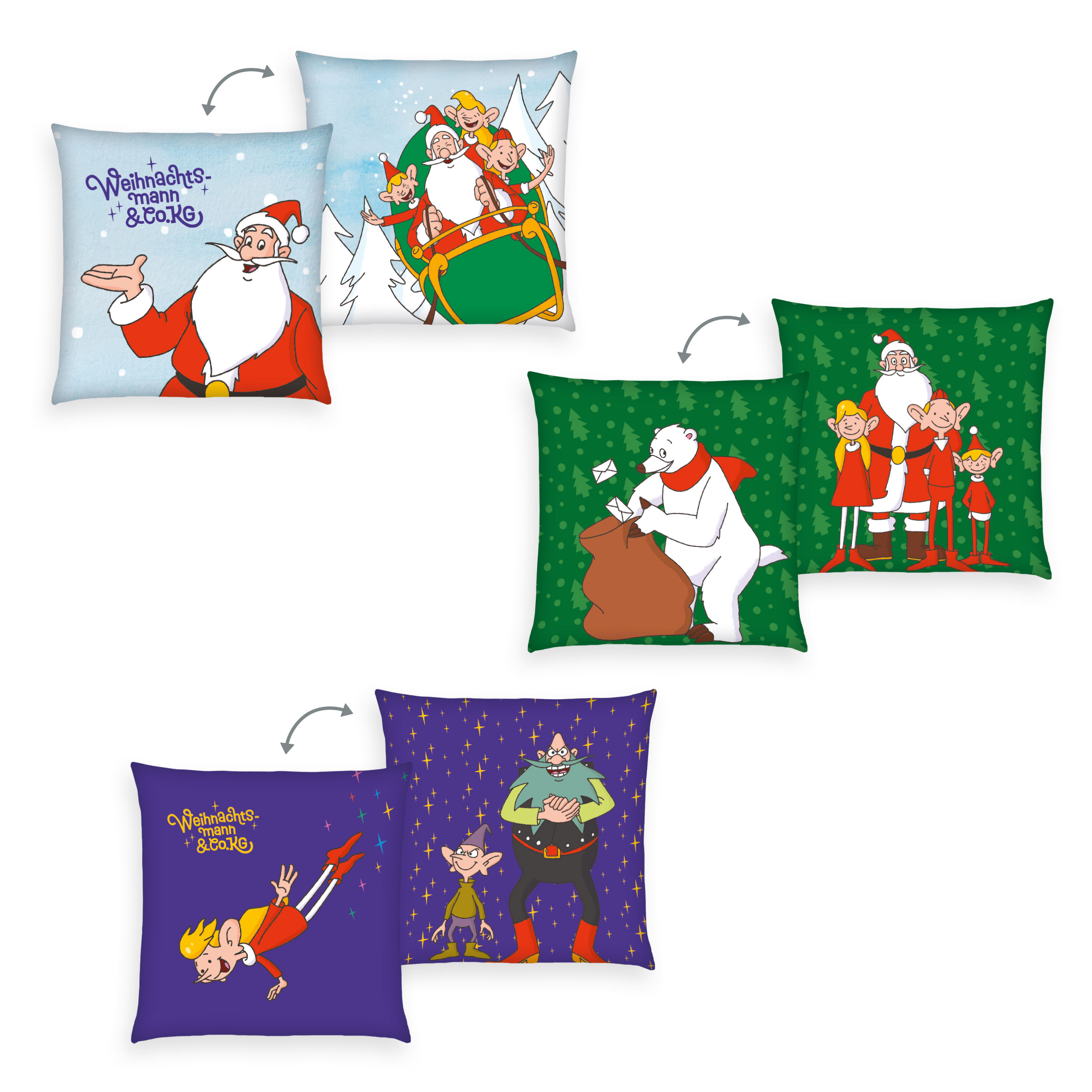 Weihnachtsmann & Co. KG Dekokissen-Set 'Nordpol-Helden' – 3er-Set, je 40x40 cm