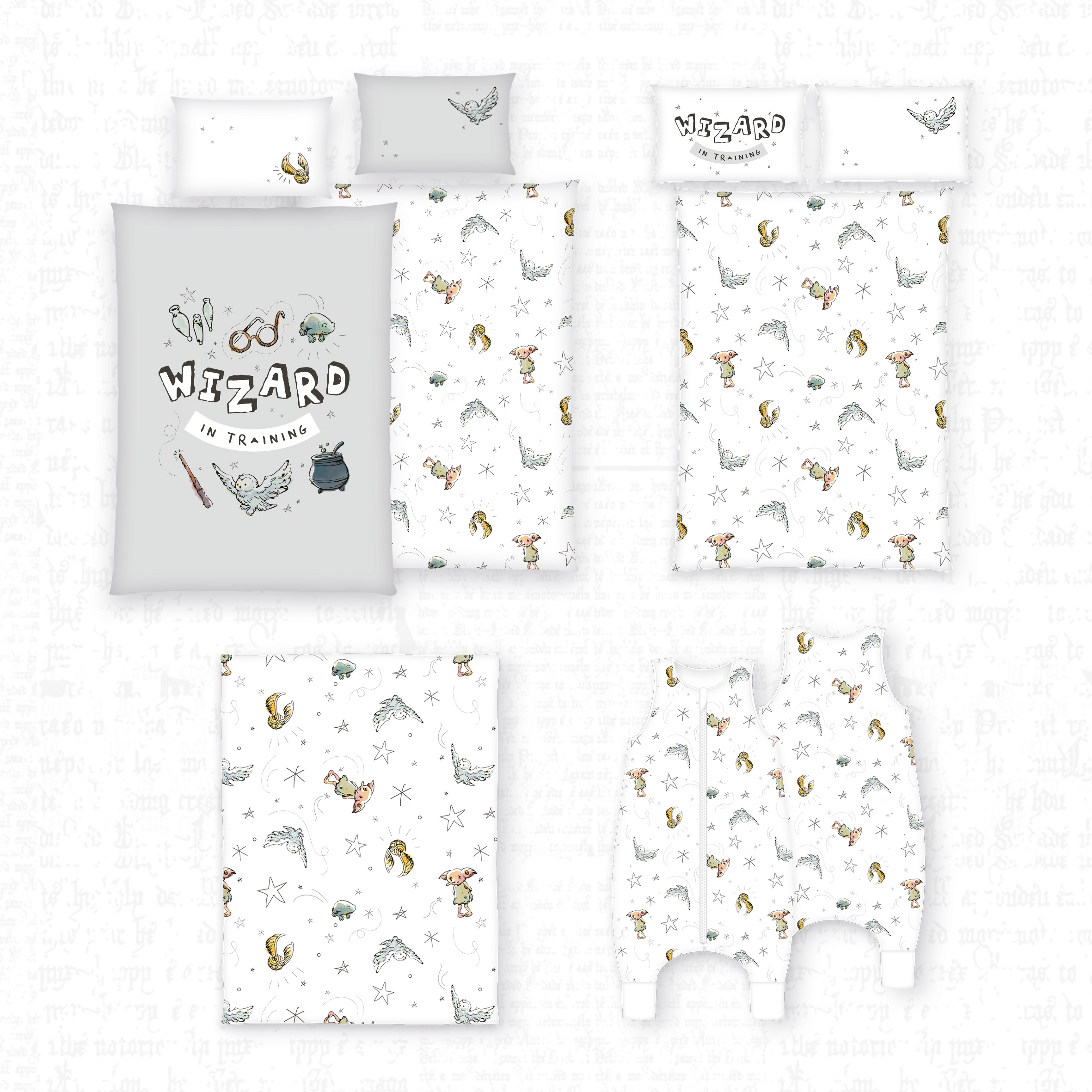 Harry Potter Bundle 'Wizard in Training' – Bettwäsche-Set 100x135 cm, Babydecke & Kissen